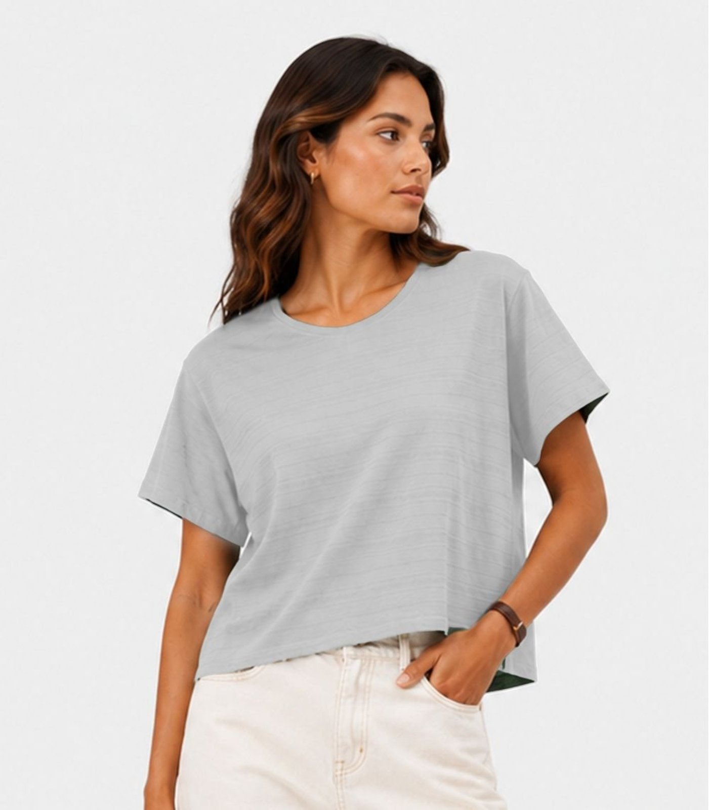 Blusa Feminina Meia Malha Maquinetado Infinita Cor Bege