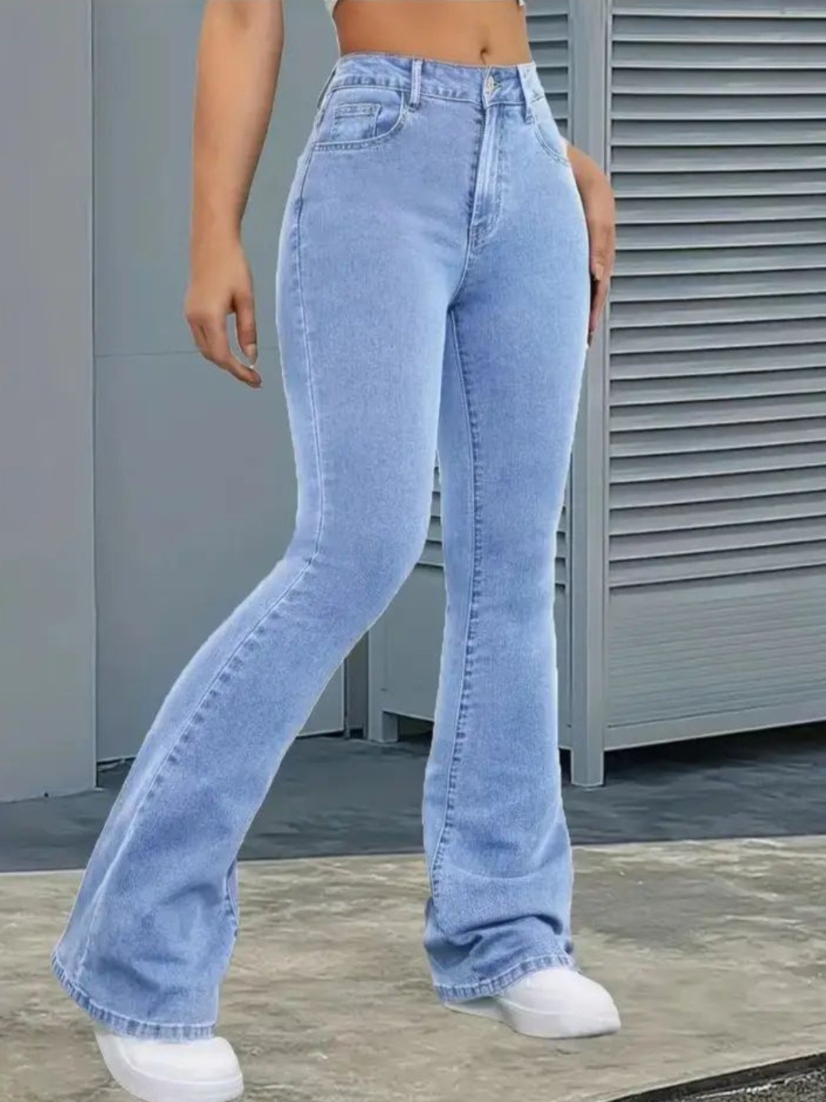 Calça Jeans Kovali Fashion Store Flare Azul Clara com Caimento Impecável e Tecido Premium