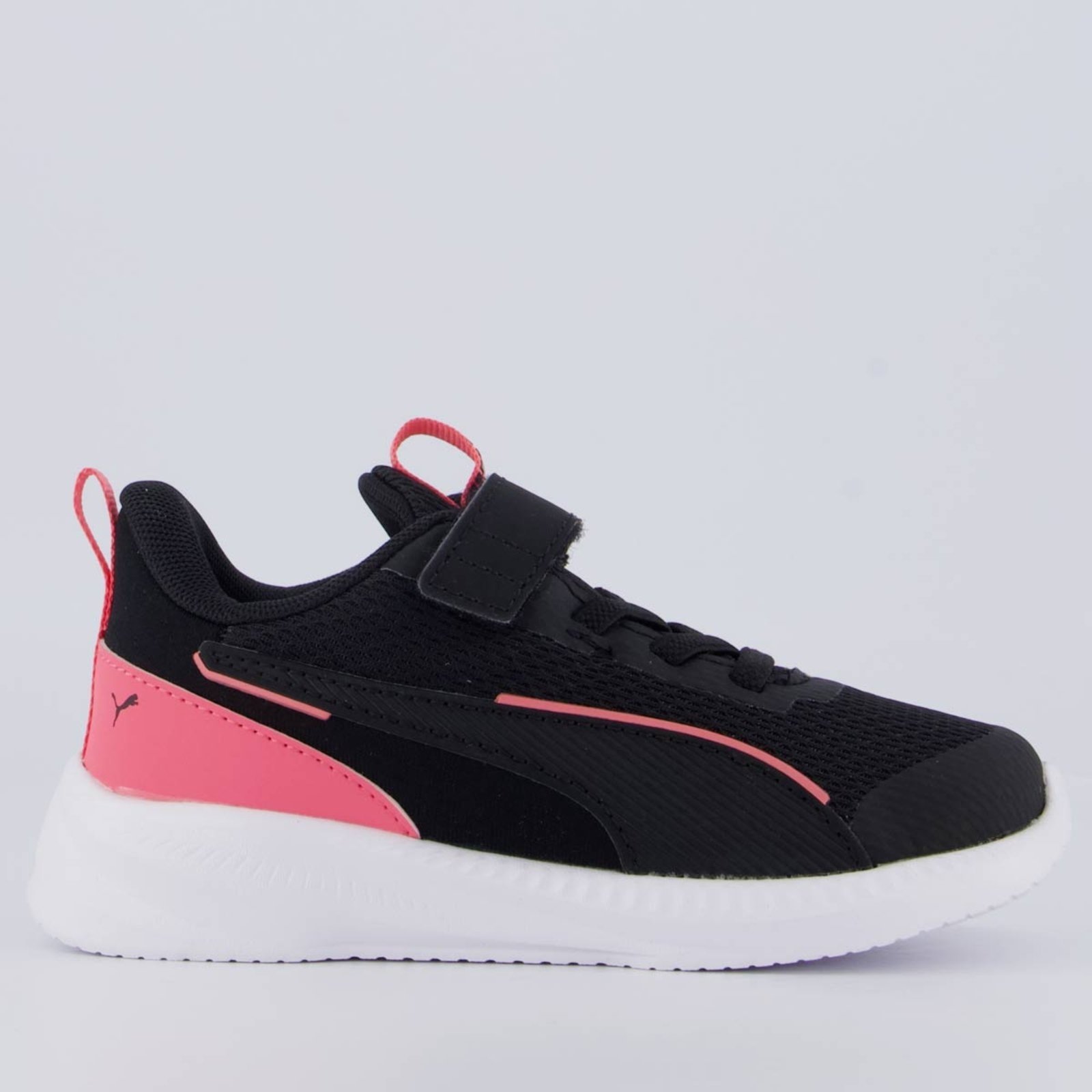 Vista 2 Tênis Puma Flyer 3 Preto e Rosa preto rosa Puma preto rosa