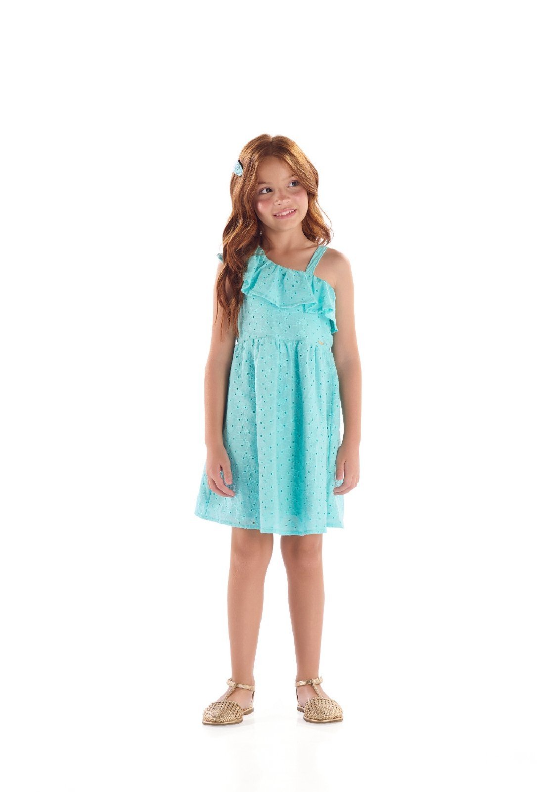 Vista 2 Infantil - Vestido em Laise Babado Quimby rosa Quimby rosa