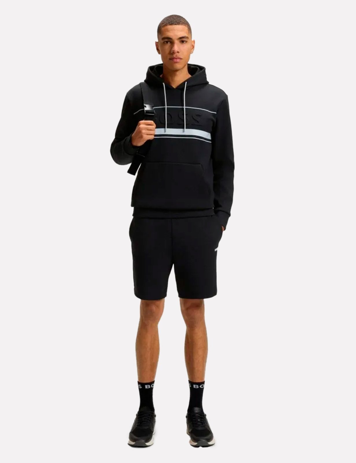 Bermuda Hugo Boss Masculina Regular Moletom Zone Preta
