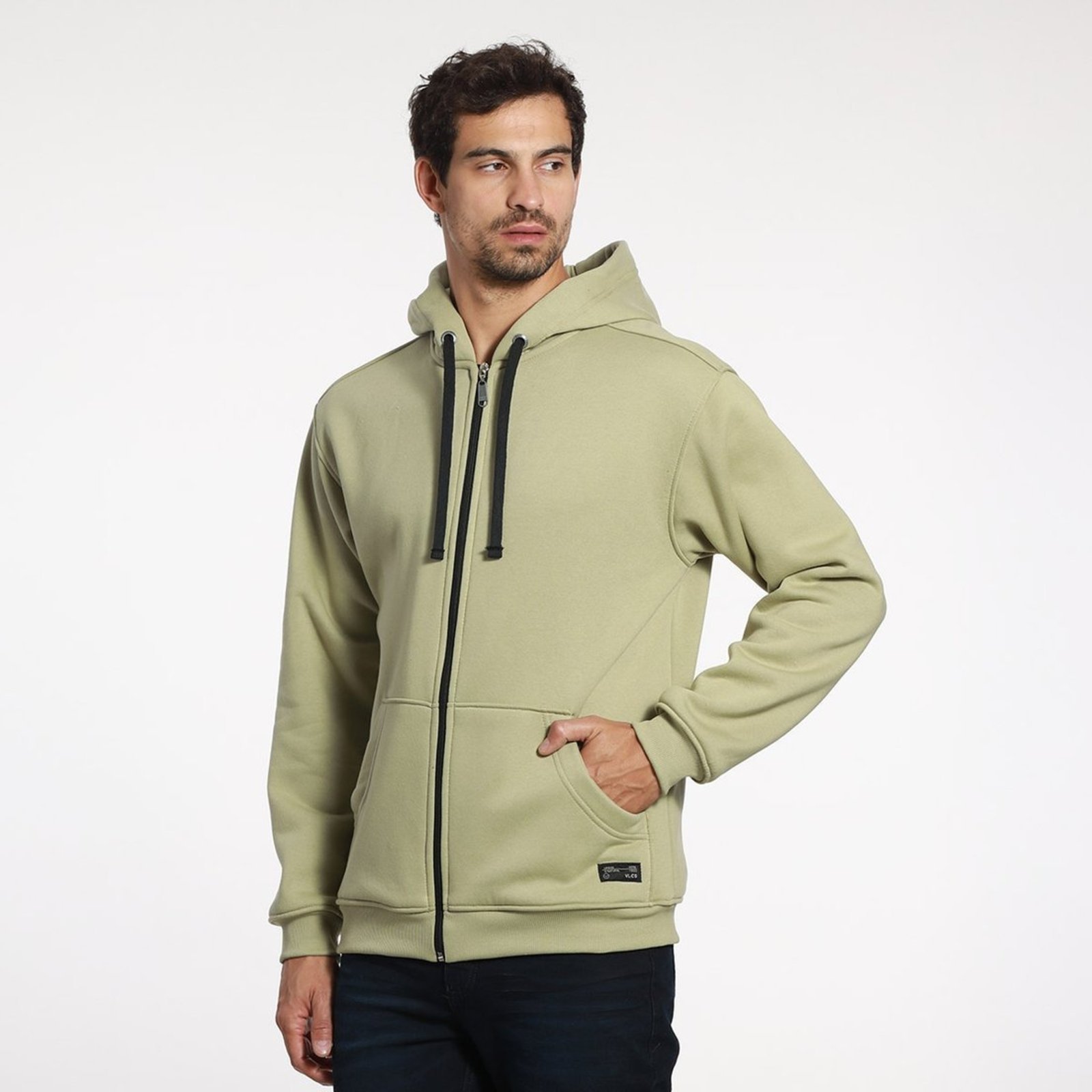 Moletom Masculino Blusa Capuz Ziper VLCS Pistache