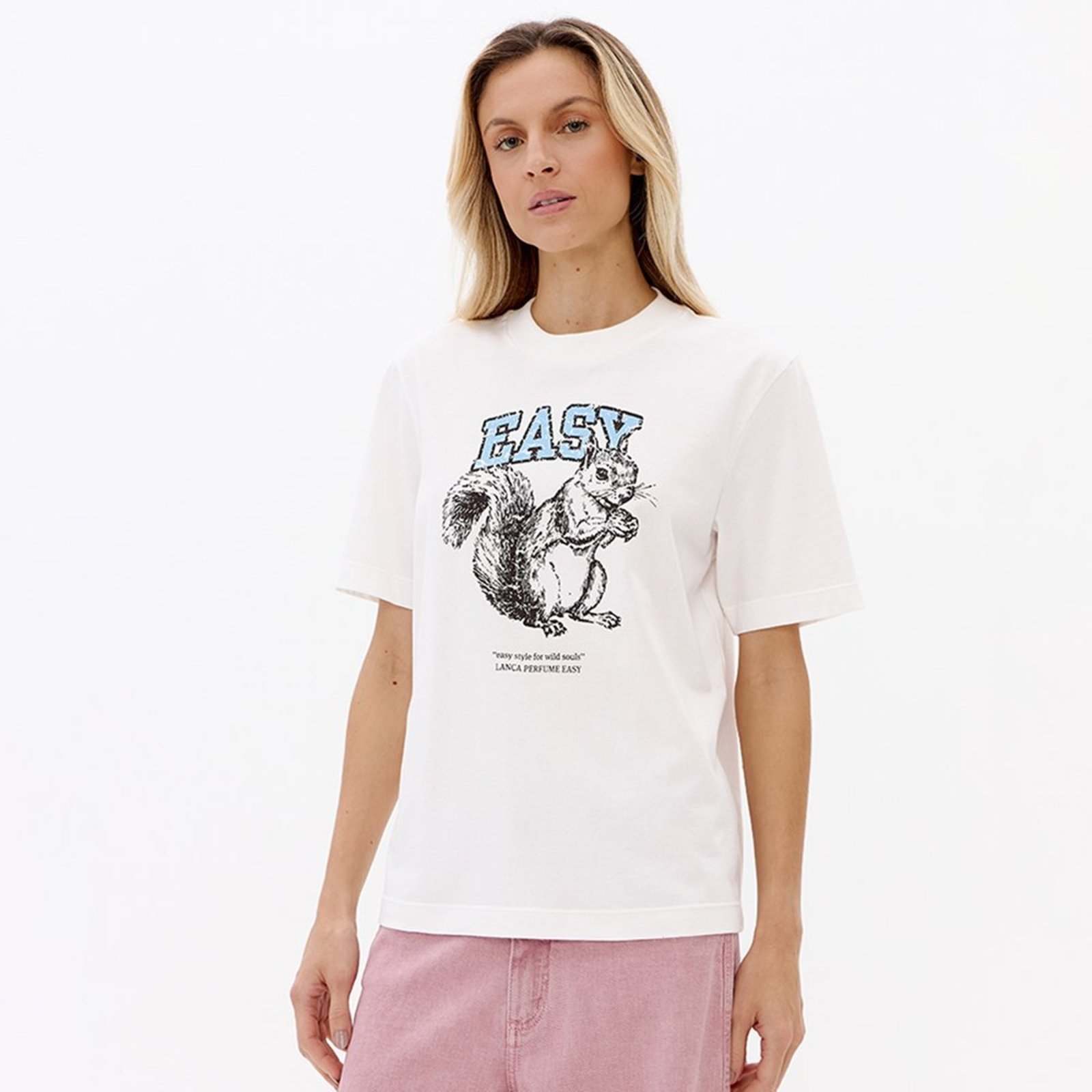 Camiseta Easy Lança Perfume Oversize Pr27 Off White Feminino