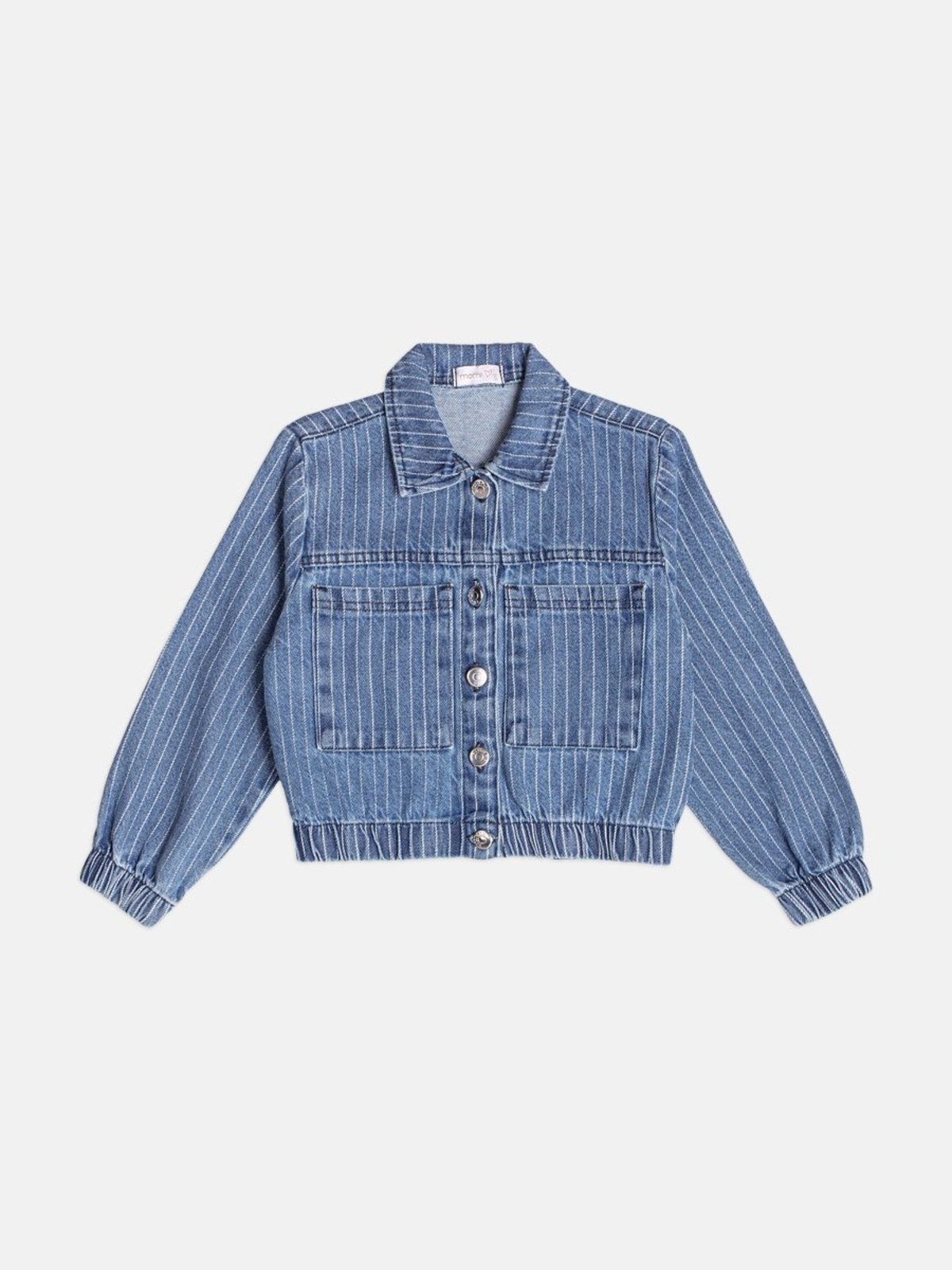 Infantil - Jaqueta Menina Jeans Listrada com Botões
