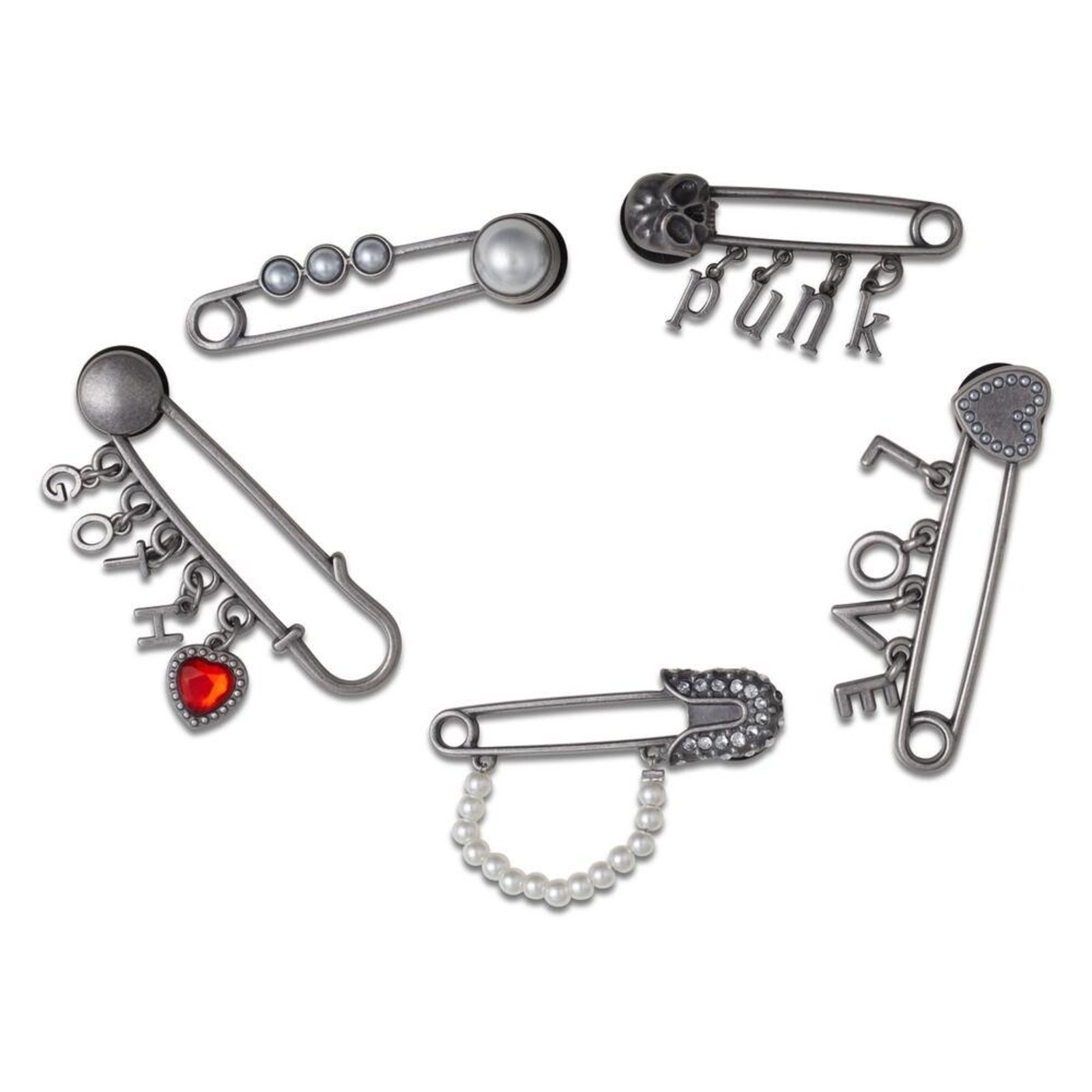 Infantil - Jibbitz™ Love Punk Goth Pin Pack com 5 Pecas UNICO Branco