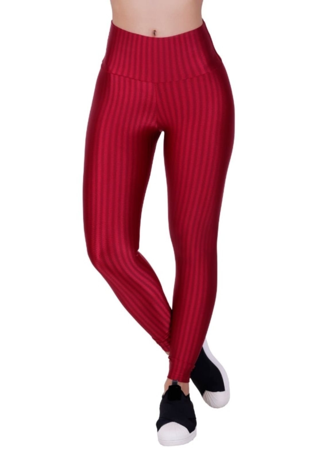 Calça de Academia Legging Fitness Cintura Alta 3D New Zig Vermelho