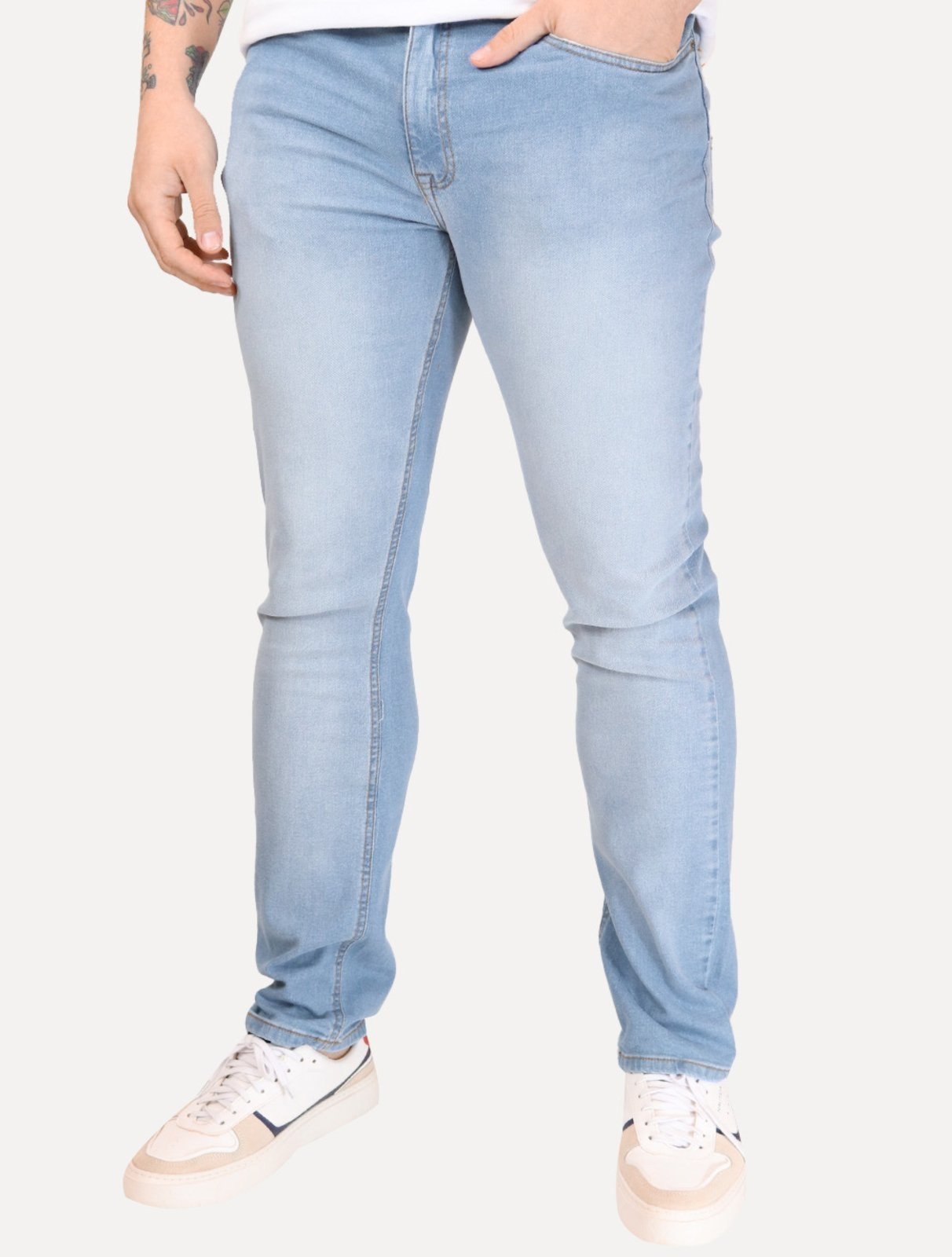 Vista 2 Calça Tommy Jeans Masculina BI0216 Slim Scanton Clara azul Tommy Jeans azul