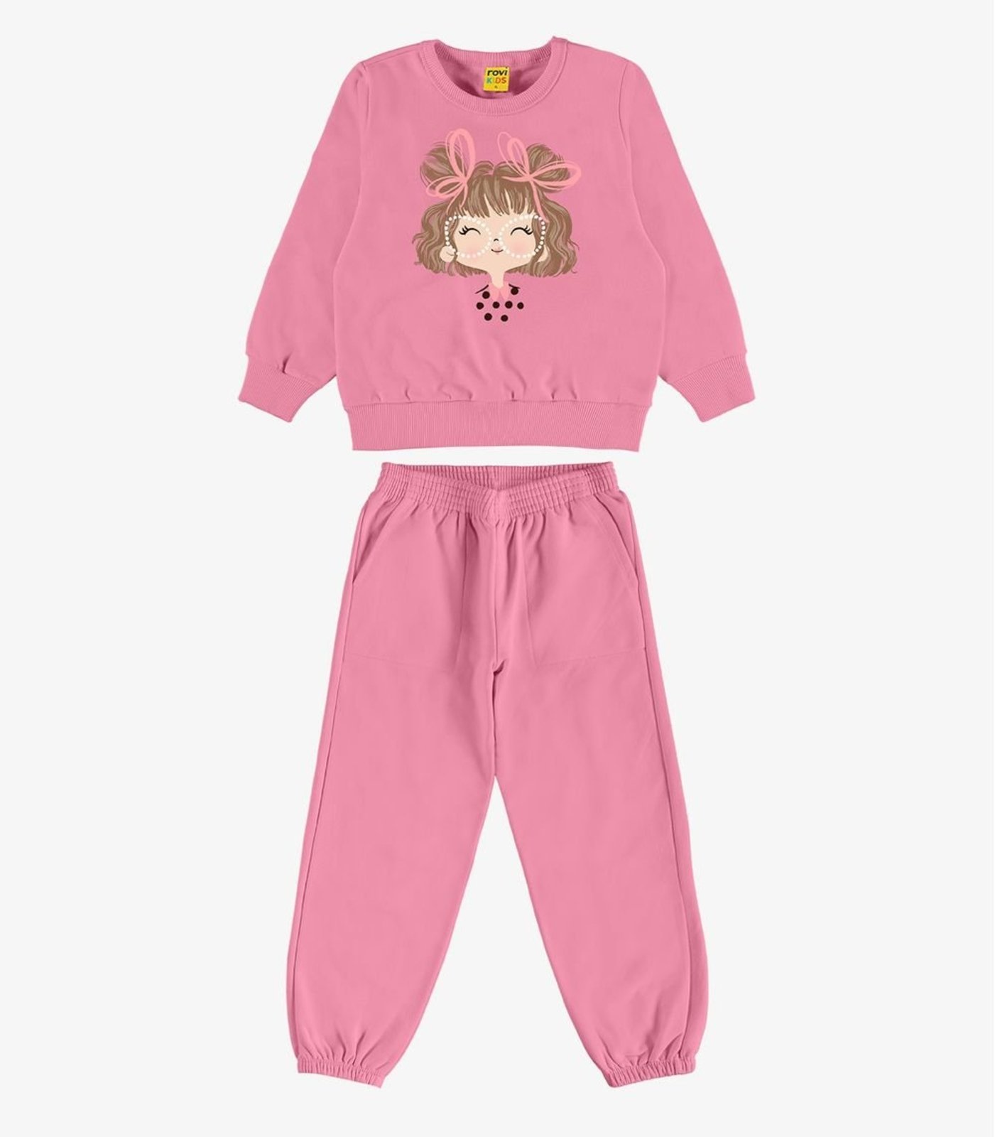Infantil - Conjunto Blusão Com Calça Menina Rovi Rosa