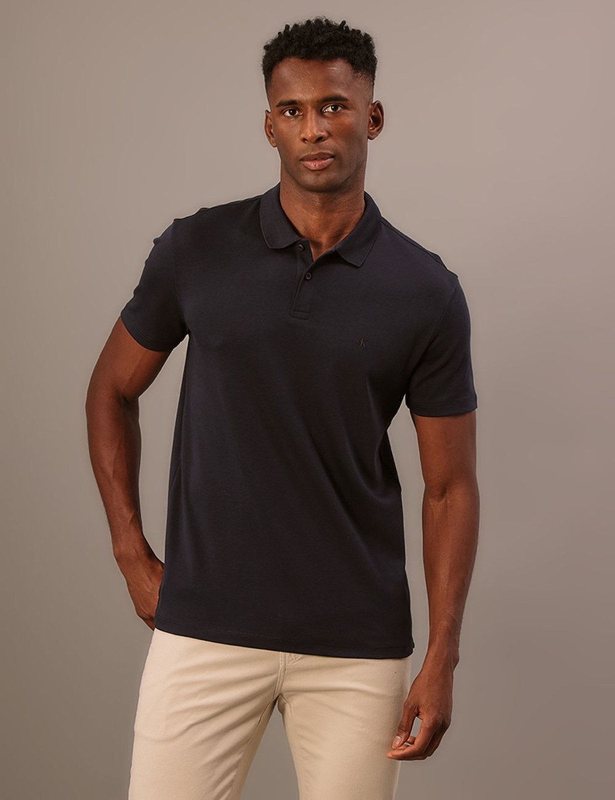 Polo Manga Curta Calvin Klein Jeans Masculino Slim Meia Malha Pima - Marinho ... Calvin Klein Jeans