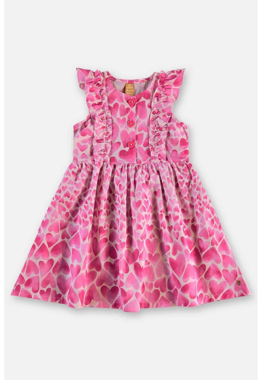 Vista 3 Infantil - Vestido Corações em Algodão Up Baby rosa Up Baby rosa