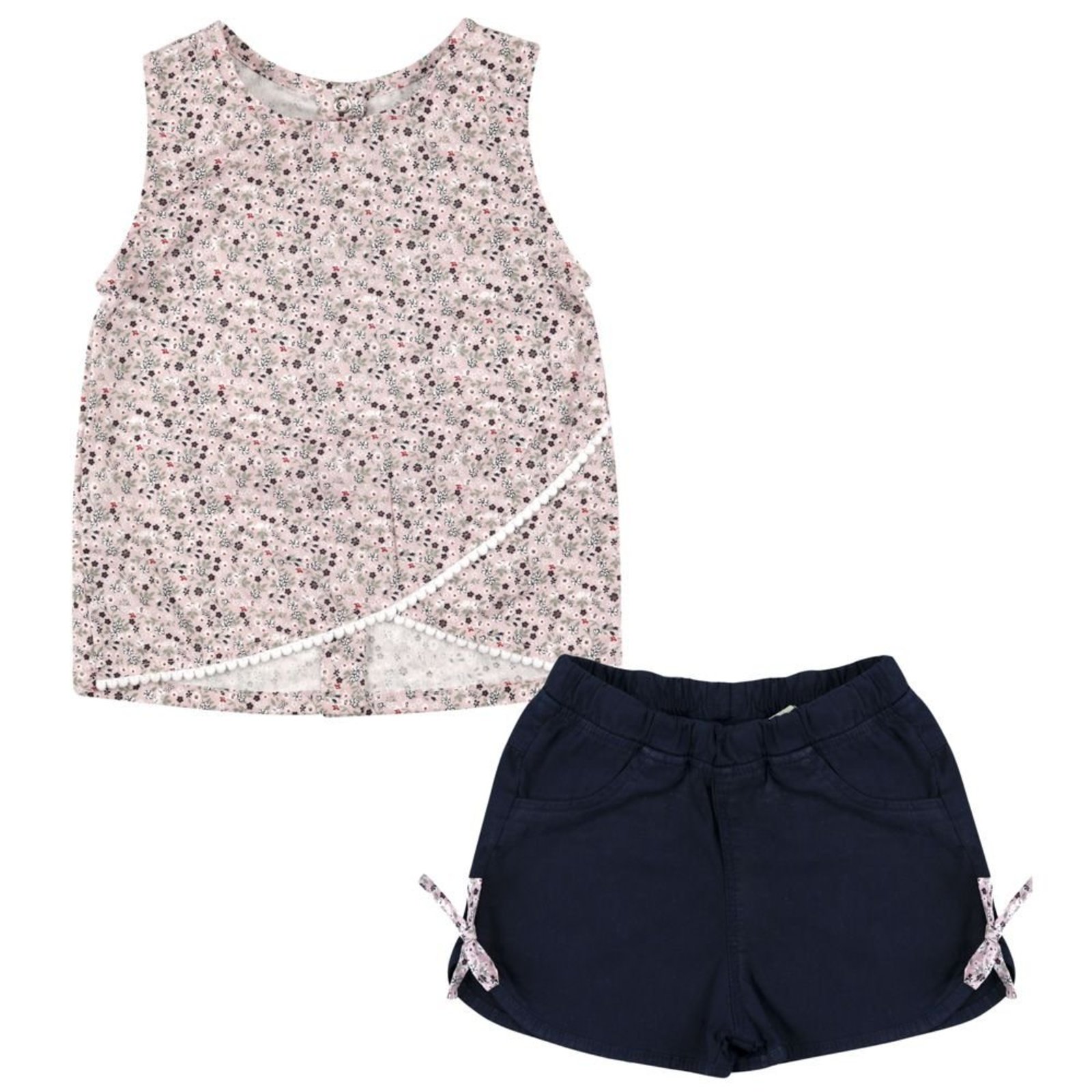 Infantil - Conjunto Look Jeans Blusa + Shorts Rosa
