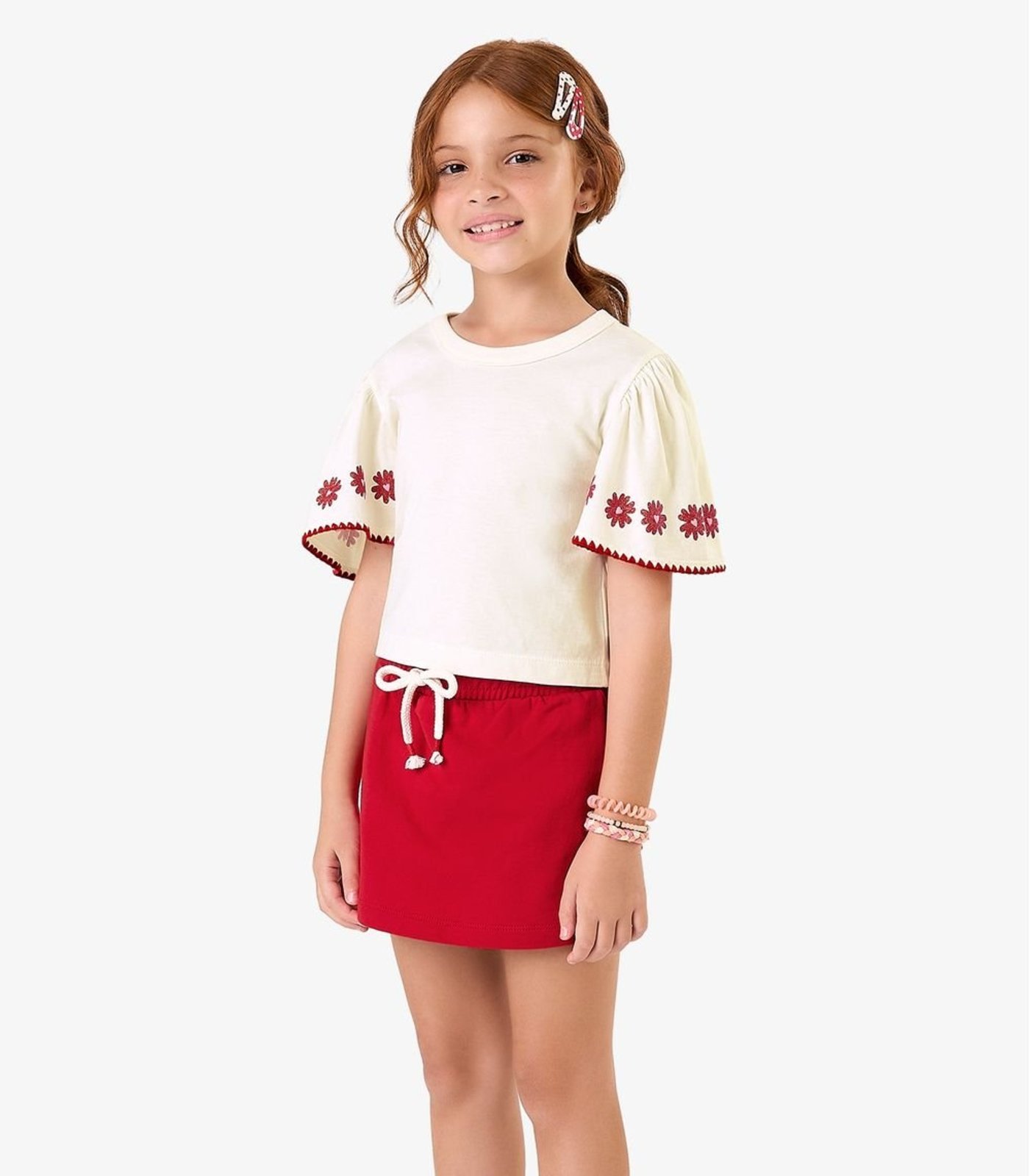 Vista 2 Infantil - Conjunto com Shorts Saia Meia Malha Rovi Rovitex Kids bege Rovitex Kids bege