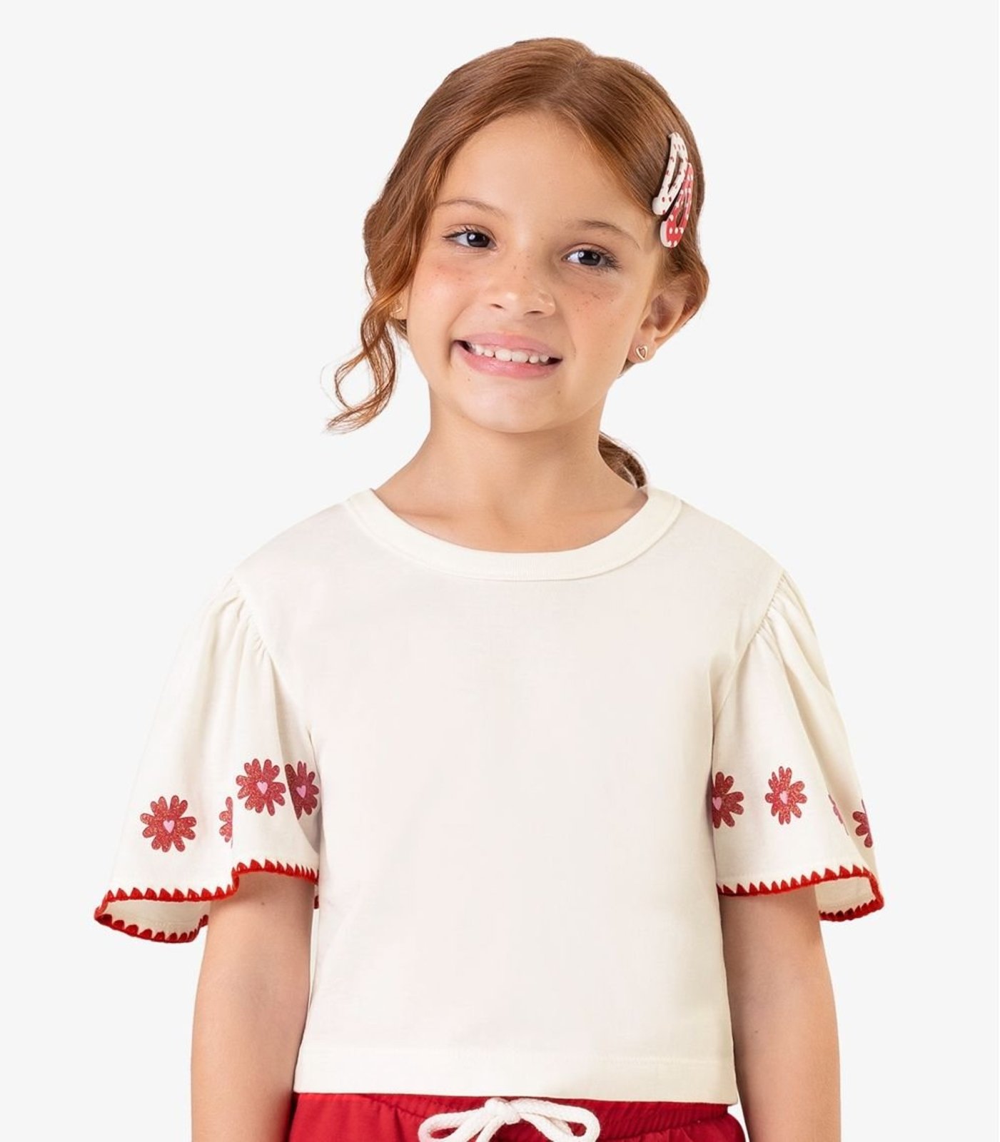 Vista 3 Infantil - Conjunto com Shorts Saia Meia Malha Rovi Rovitex Kids bege Rovitex Kids bege