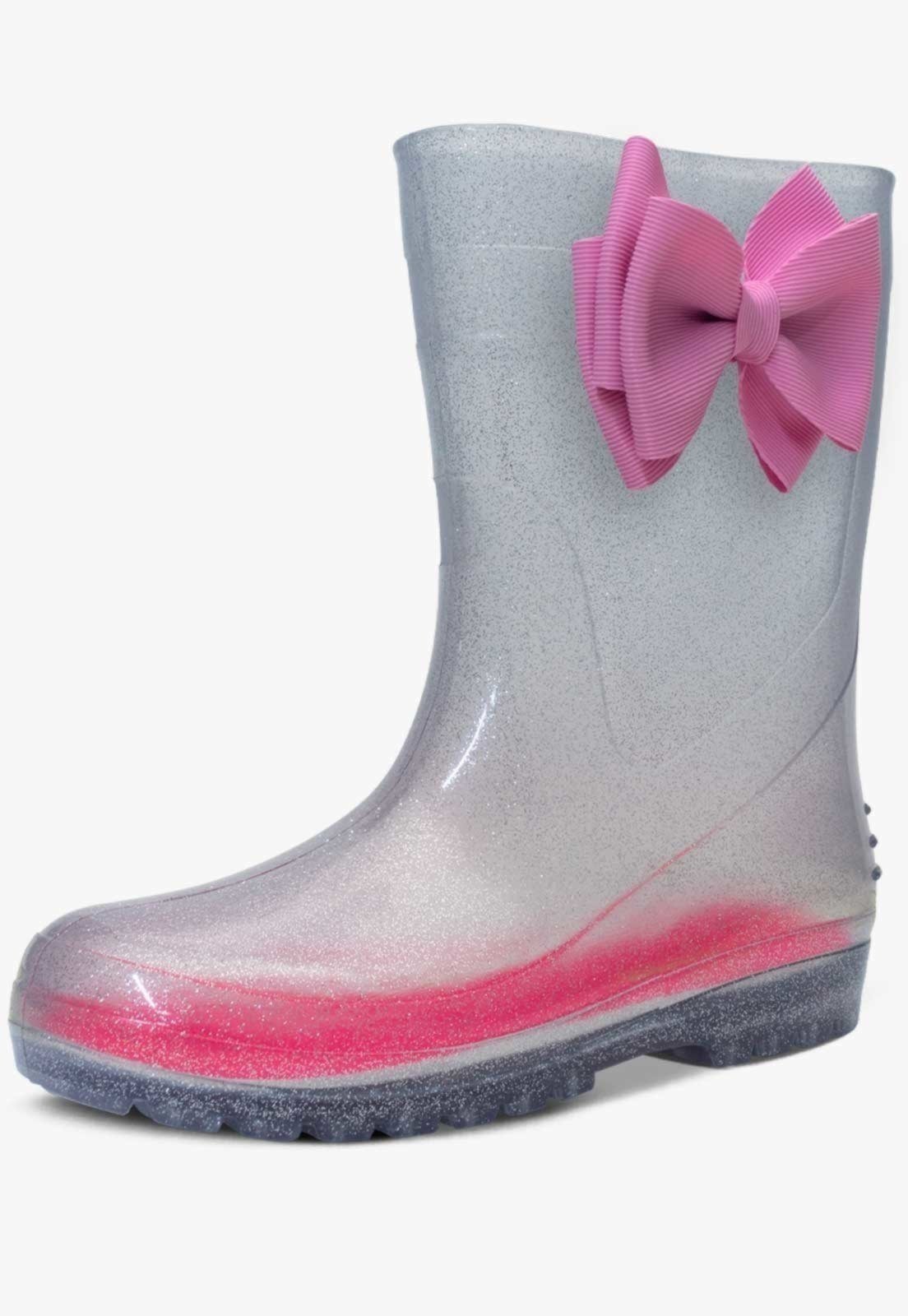 Vista 2 Infantil - Bota Galocha Feminina Pópidi Laço Glitter prata Pópidí prata