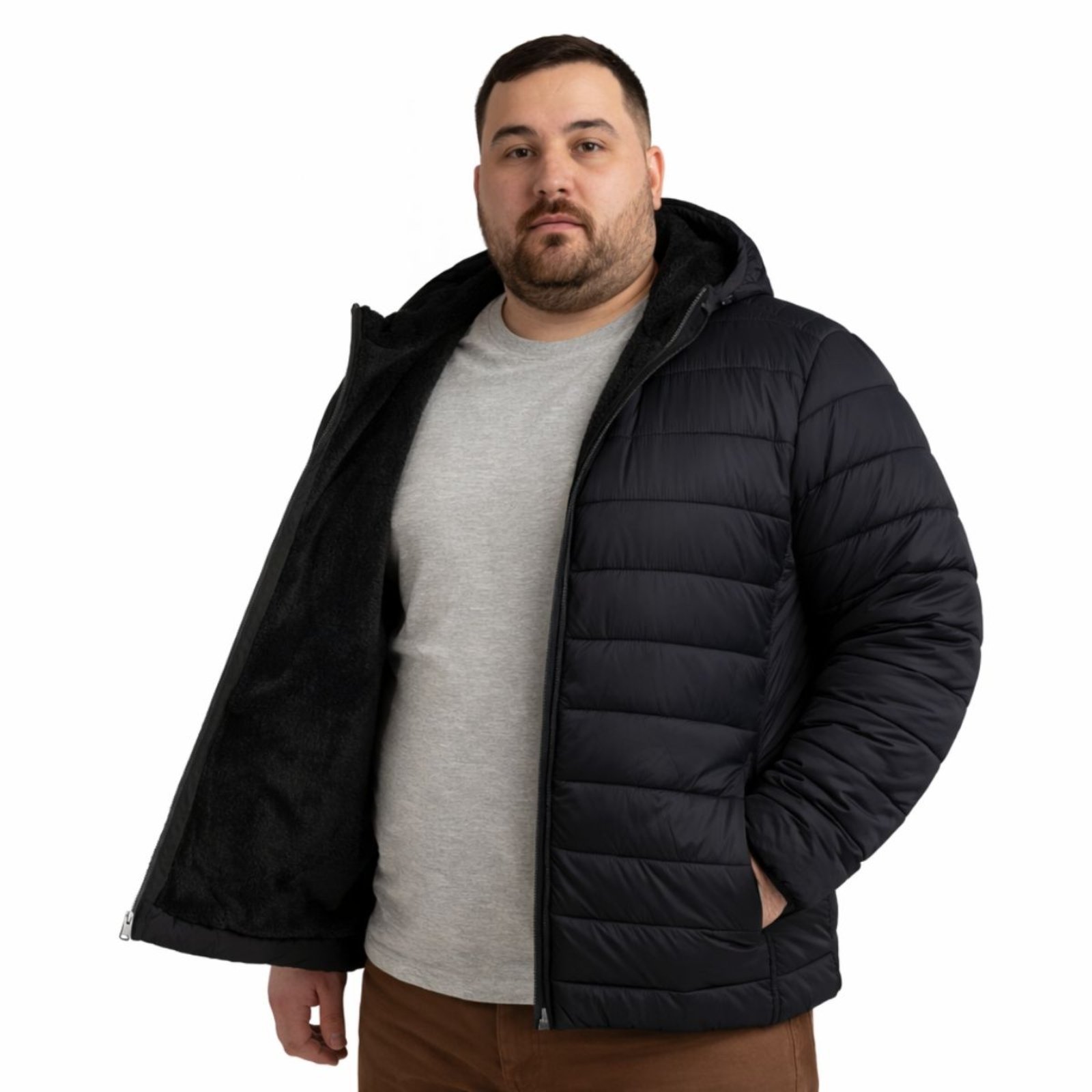 Jaqueta Masculina Puffer Plus Size Oversize Industrie Moda Plus Size Preto