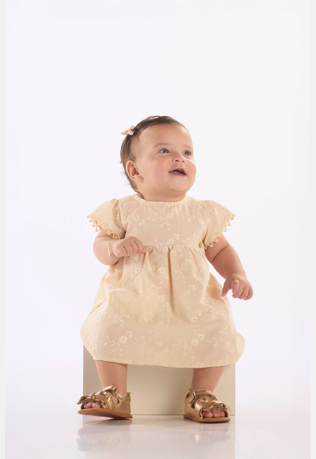 Infantil - Vestido em Laise Evasê Up Baby Branco