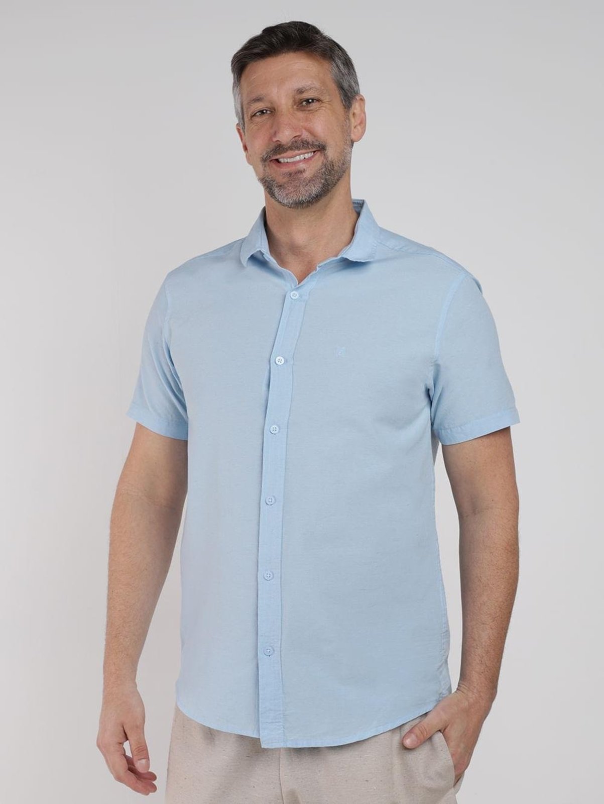 Camisa Confort Tricoline Eco Eletrón Masculina AZUL CLARO