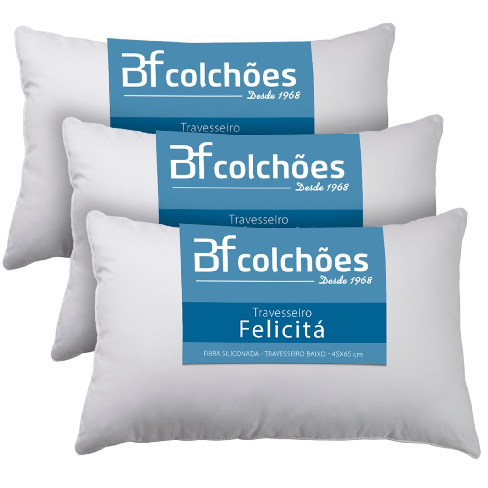 Kit 3 Travesseiros Antialérgico Macio Fibra 45x65cm