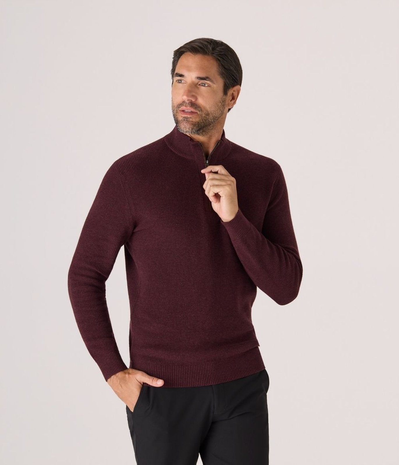 Pullover Makenji Gola Alta Ponto Shake Stitch Masculino Bordo