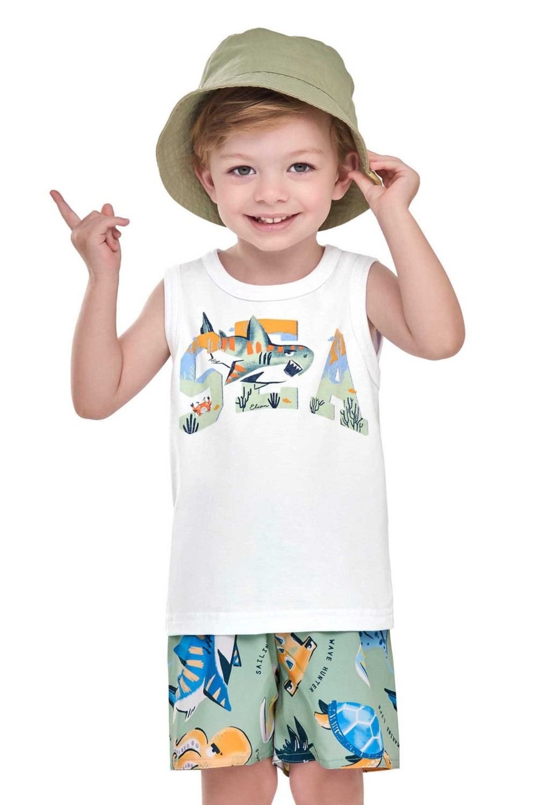 Infantil - Conjunto Menino Fundo Do Mar Elian Branco