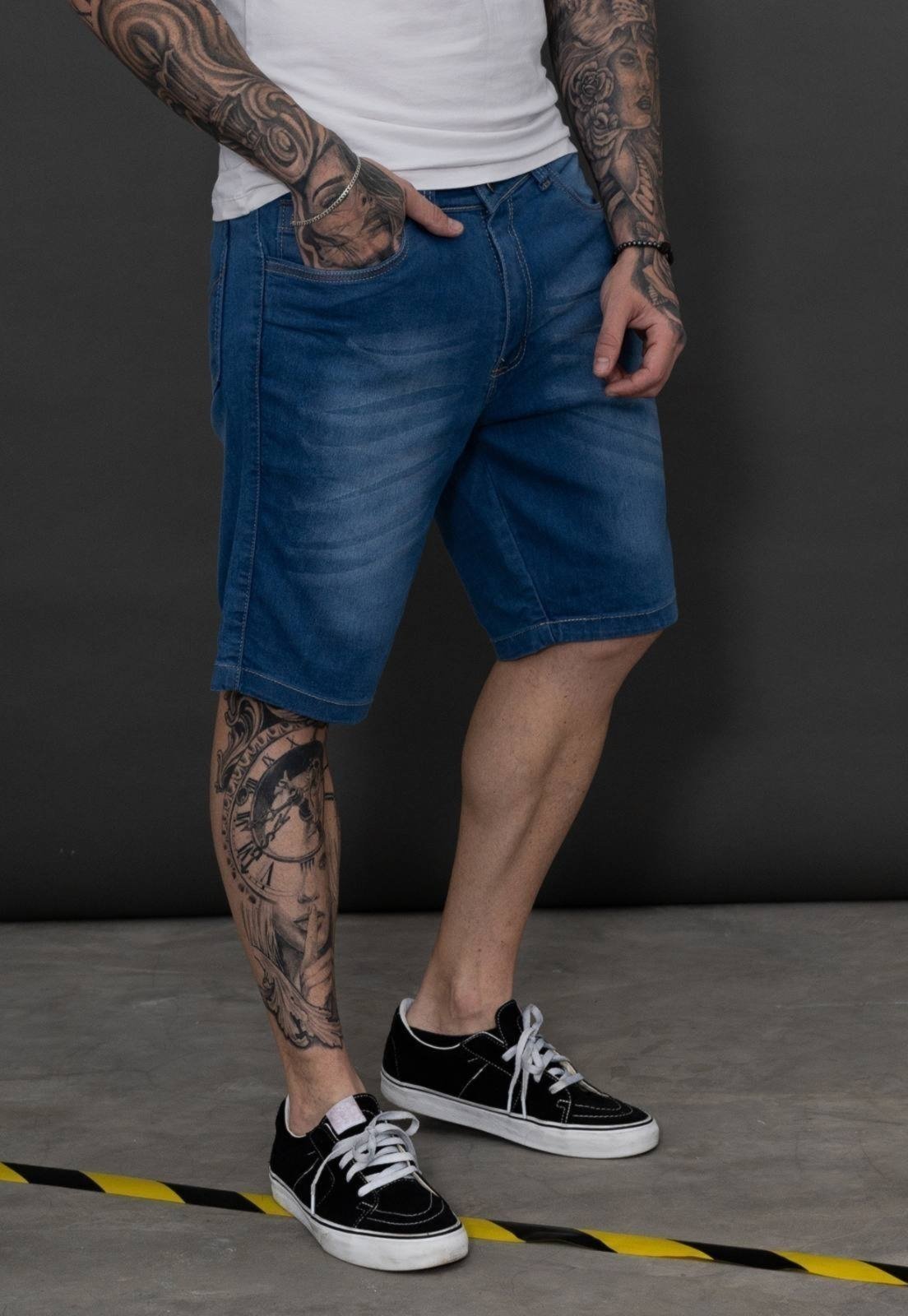 Bermuda Masculina Jeans Tempo Hábil Comfort Fashion Azul