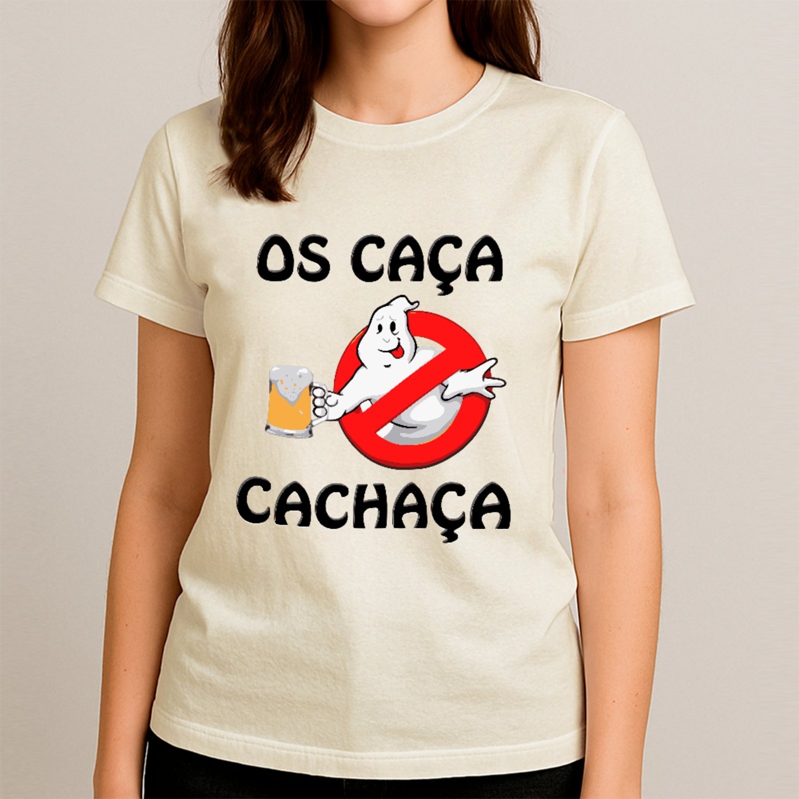 Vista 3 Camiseta Ousy Básica Os Caça Cachaça Humor Álcool Carnaval Meme Unissex Off White off-white white ousy off-white white