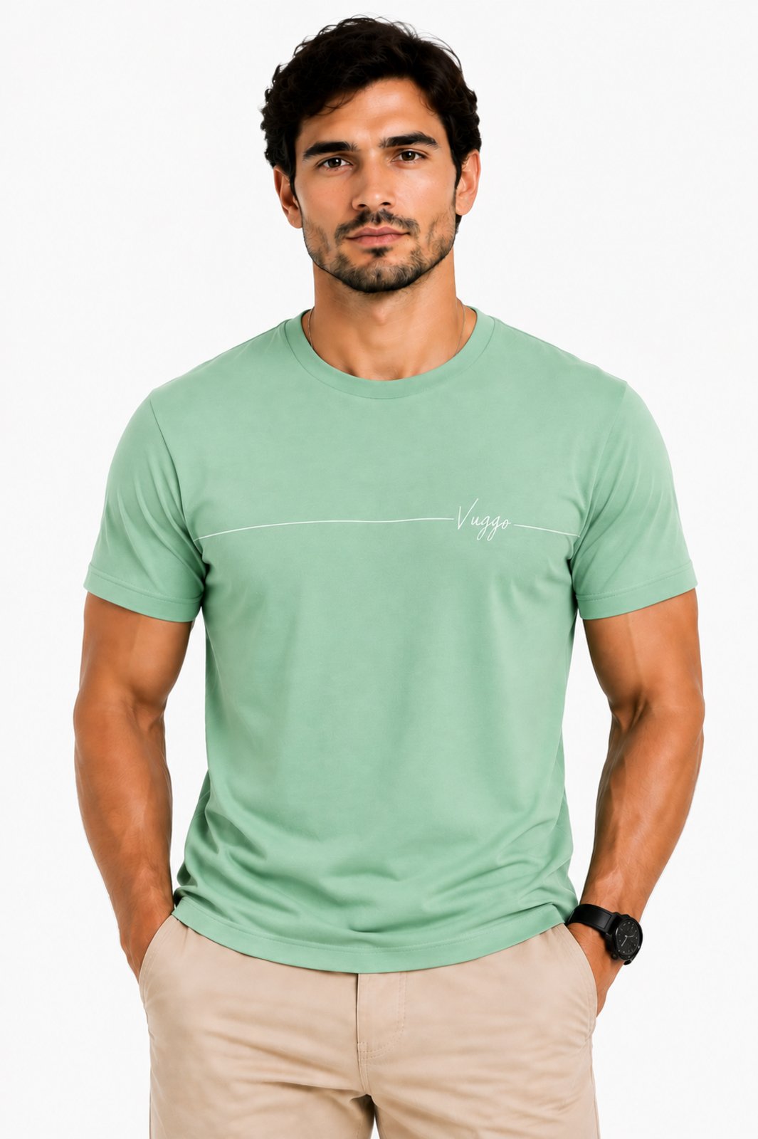 Camisa Masculina D Bell Outlet Fashion Algodão Basic Verde Menta