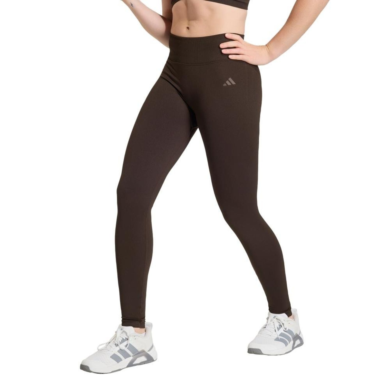 Calça Legging de Malha Essentials Scrunch 7/8 adidas Performance Marrom