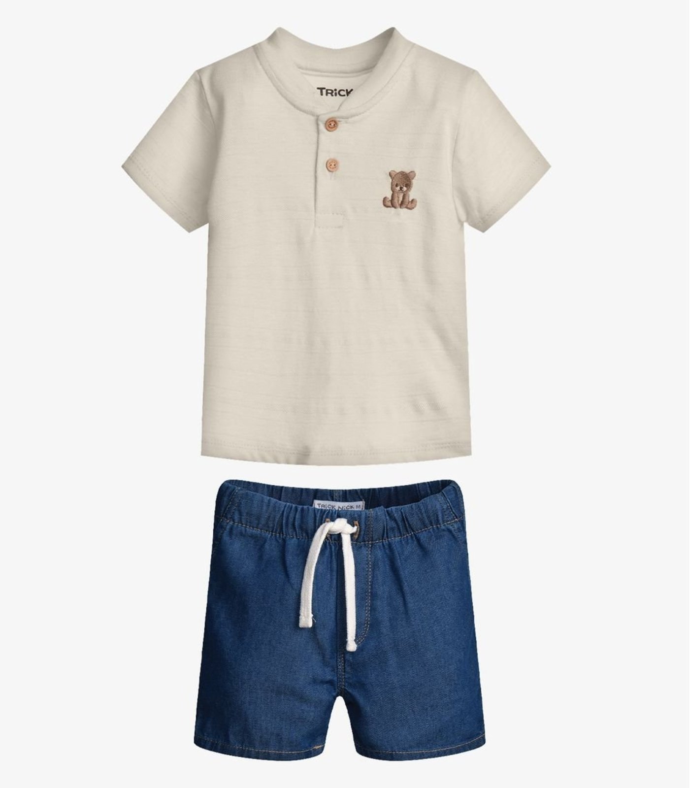Infantil - Conjunto Camiseta Com Bermuda Trick Nick Bege