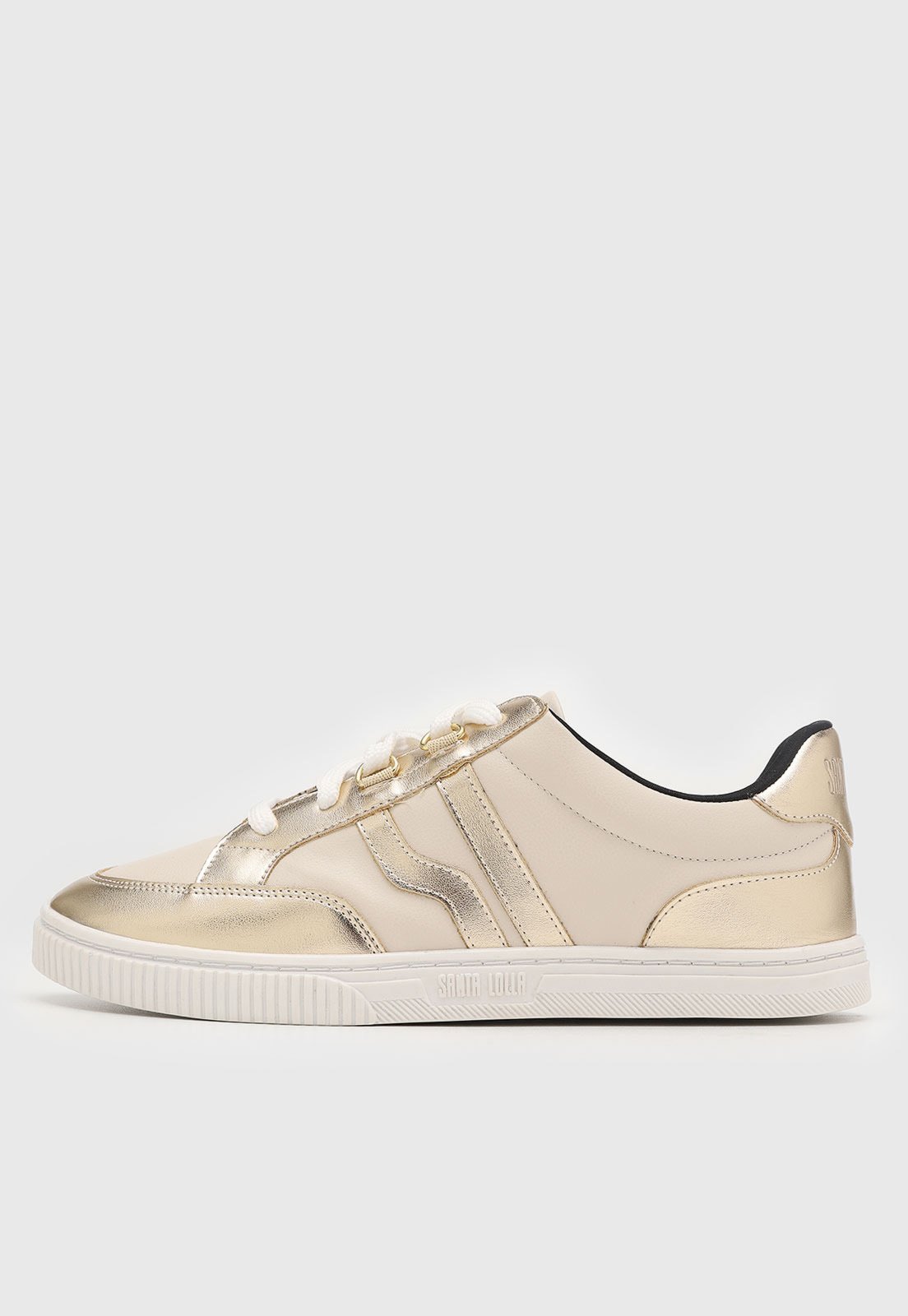 Tênis Feminino Santa Lolla Detalhe Metalizado Off-White