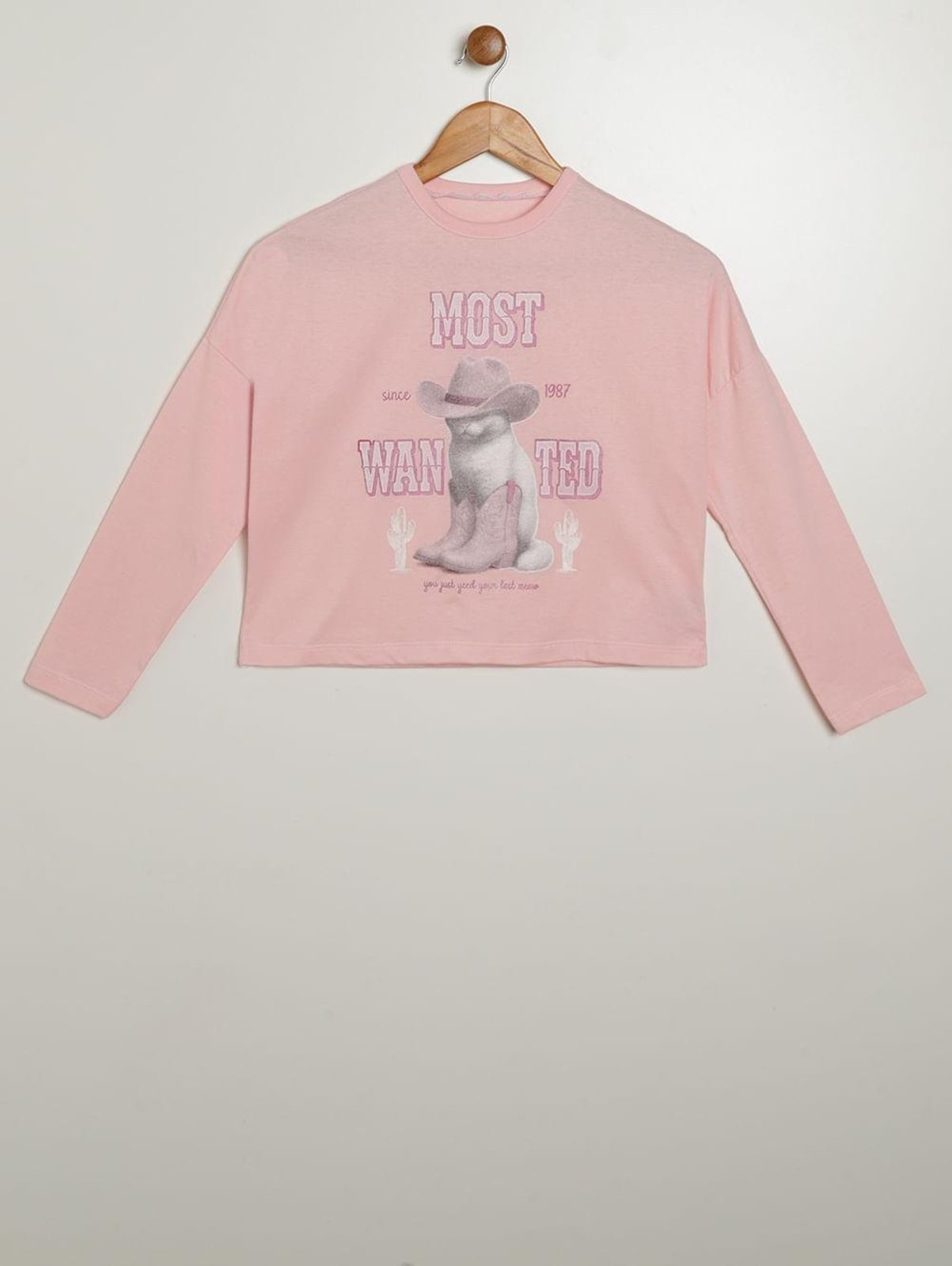 Infantil - Blusa Malha Manga Longa Juvenil Para Menina - ROSA CLARO
