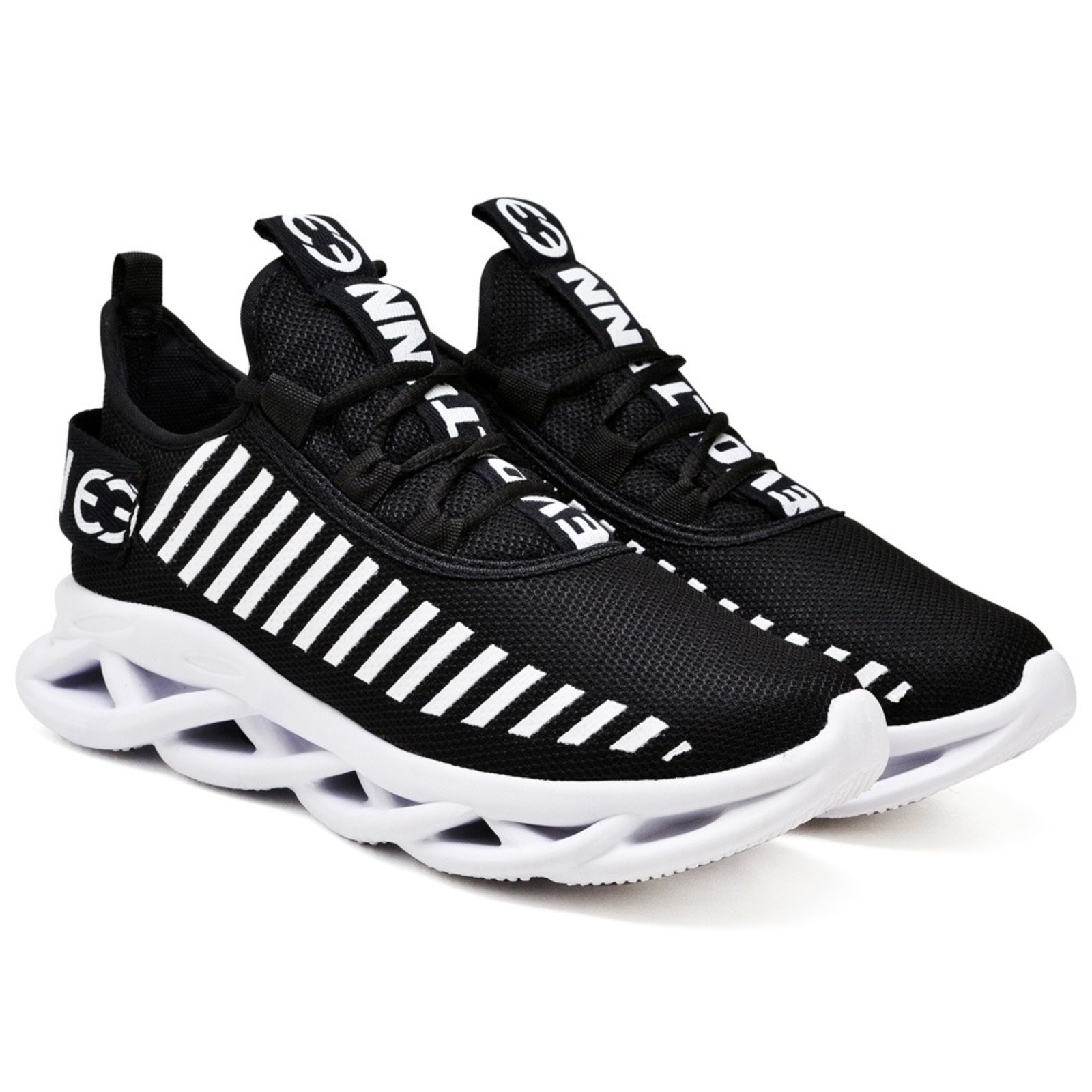 Tênis Easy Style Feminino Evoltenn Solado Trançado Moderno Preto Branco