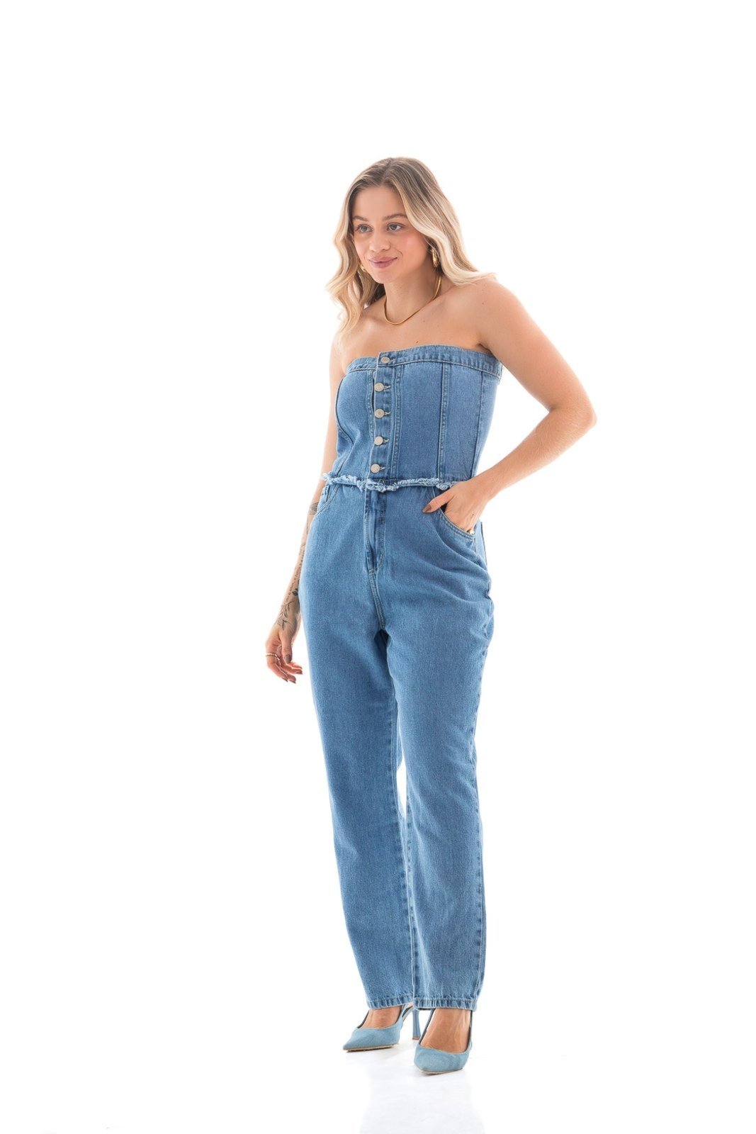 Macacão Jeans Feminino Arauto Mom