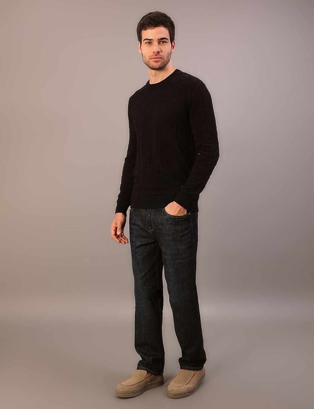 Tricot Masculino Cks Logo Aop - Preto Calvin Klein Jeans