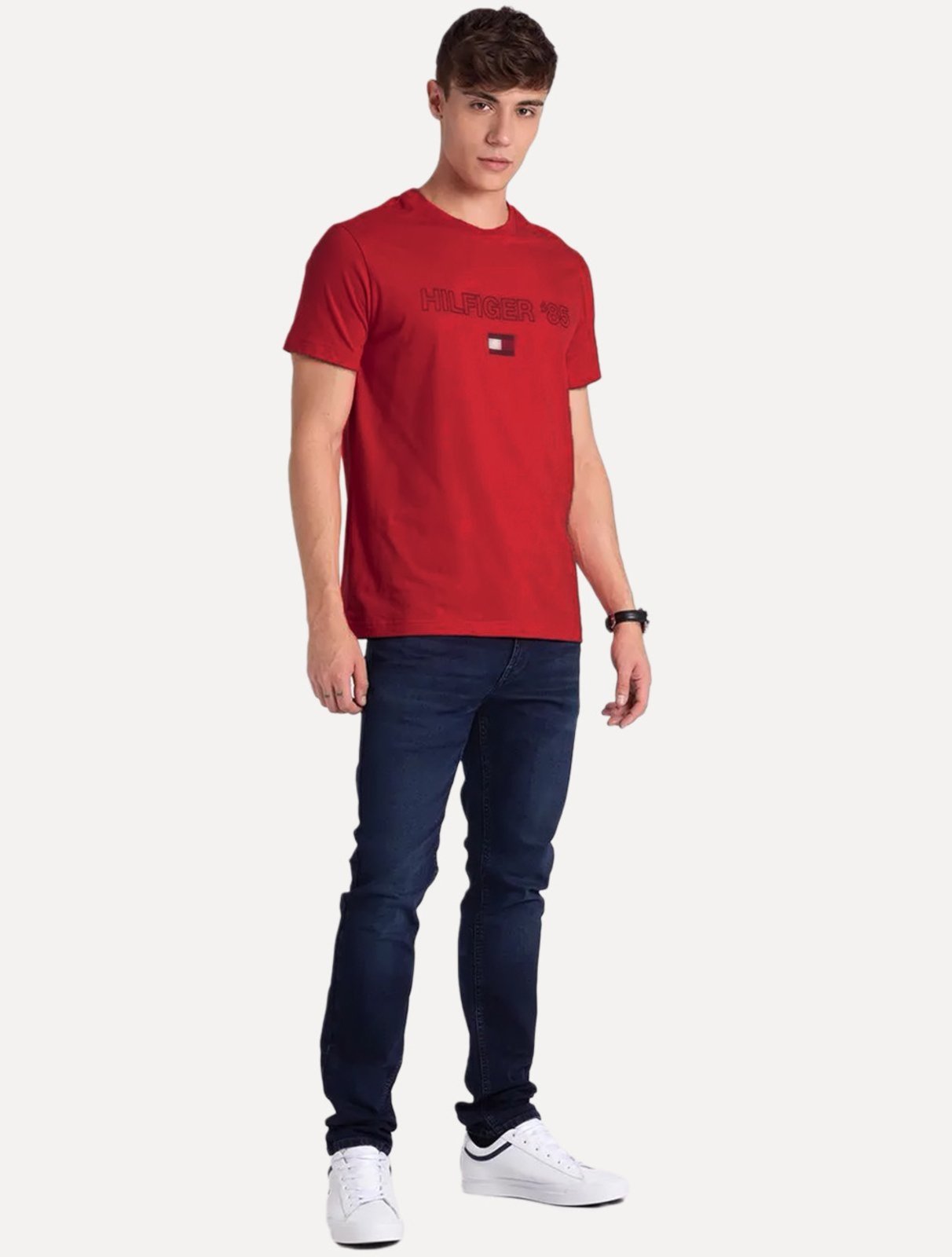 Vista 3 Camiseta Tommy Hilfiger Masculina Essential 85 Vermelha vermelho Tommy Hilfiger vermelho