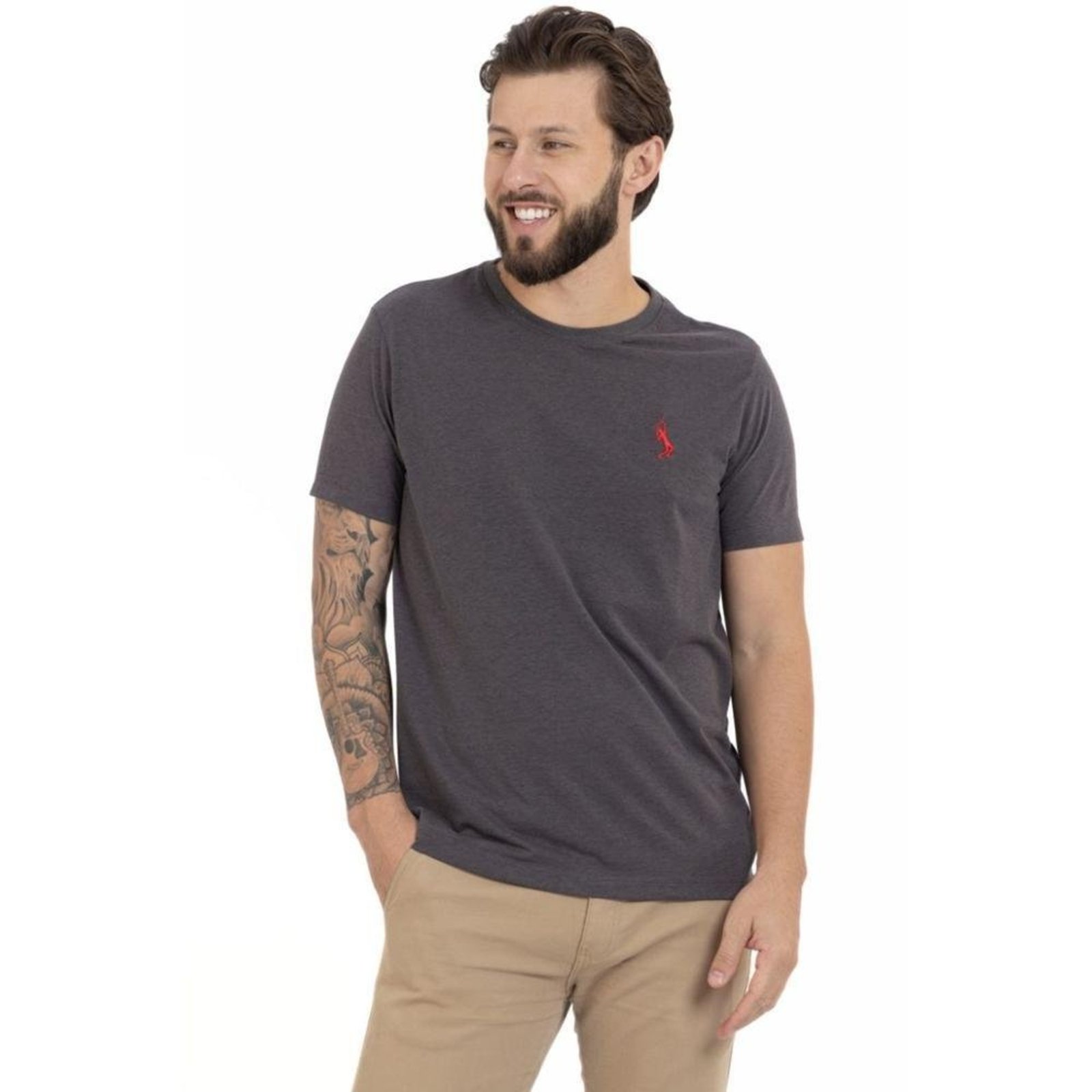 Camiseta Básica Casual Masculina Confortável em Malha Leve