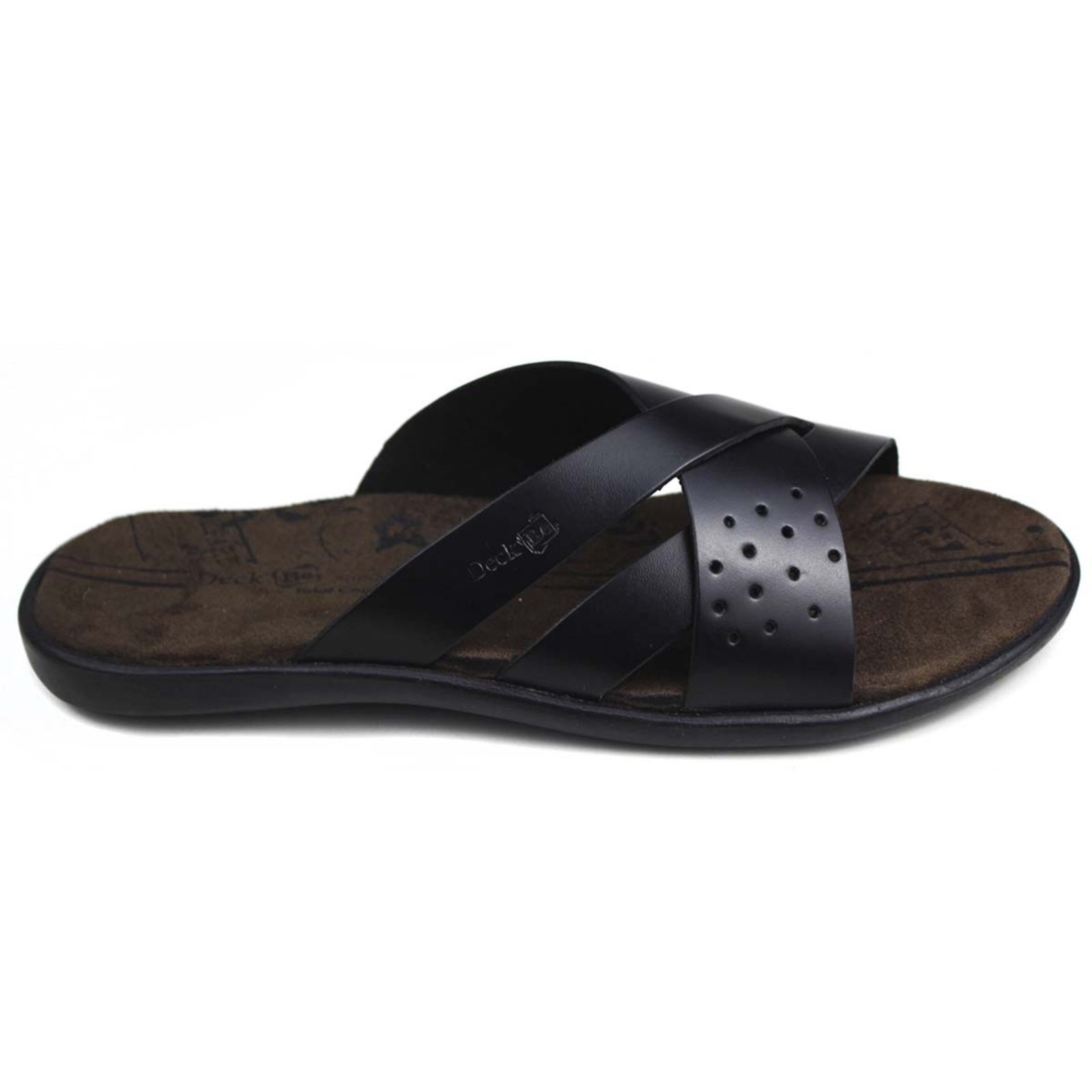 Chinelo Masculino Herlim Em Couro Anatômico Confortável Macio Preto