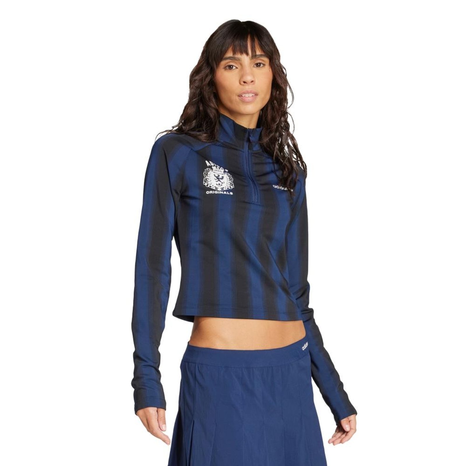 Blusa Manga Longa Futebol Estampada Meio Zíper adidas Originals Azul