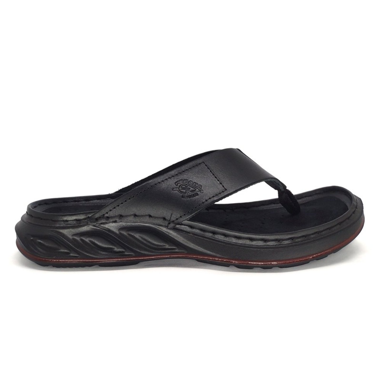 Chinelo Pegada Masculino Couro Super Leve Levitech 134103 Preto