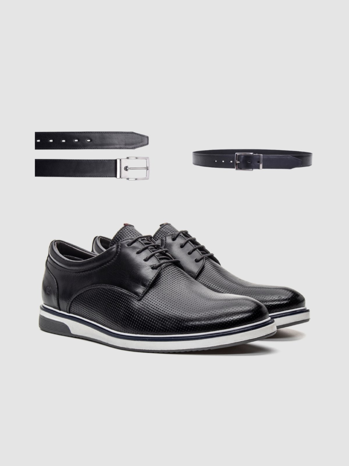 Kit Sapato Preto Couro Executivo Com Cinto Elegancia Praticidade Sofisticação E Estilo Zapattero