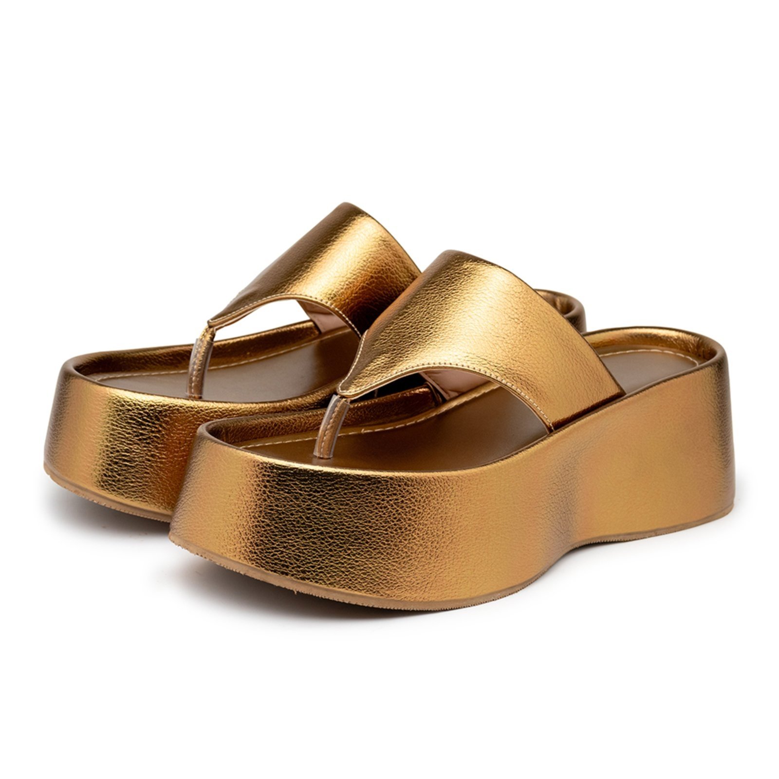 Sandália Feminina Tamanco Plataforma 5100 Floter Bronze