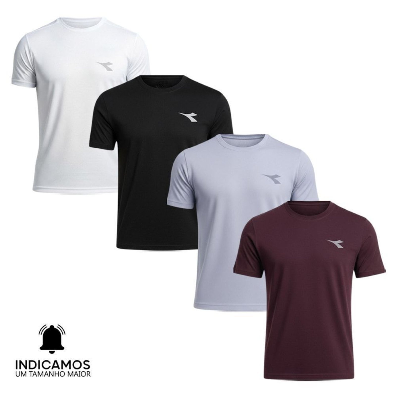 Kit 4 Camisetas Diadora Small Logo Masculina - Preto - diadora