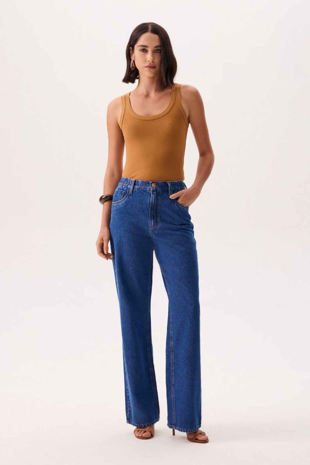 Calça Feminina Ágata Wide Leg Classic Jeans Flor de Lis