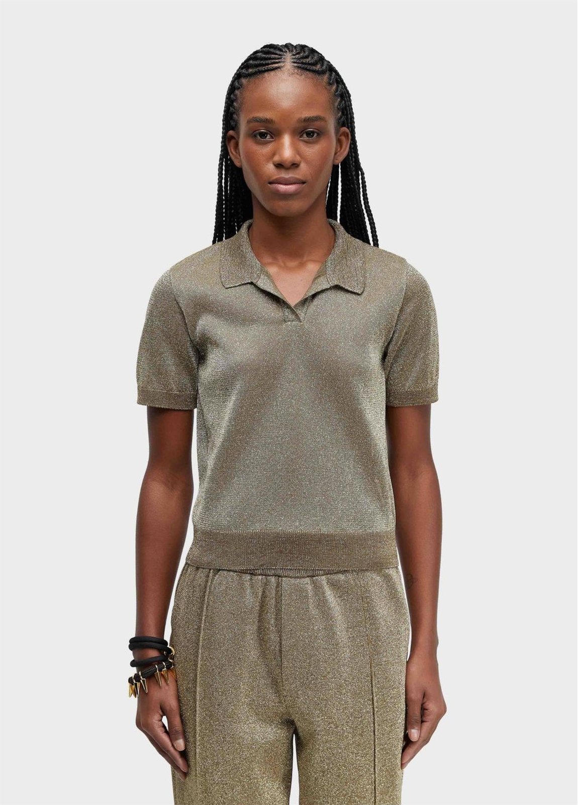 Blusa polo tricot dourado OSKLEN