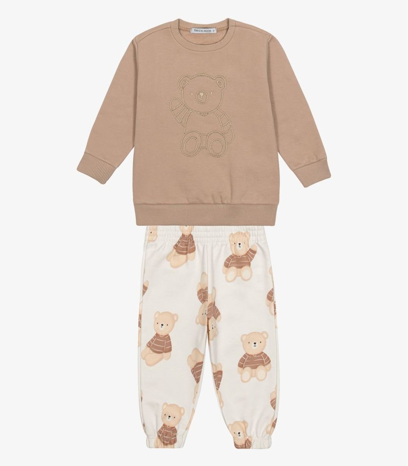 Infantil - Conjunto Blusão Com Calça Moletom Felpa Trick Nick Marrom