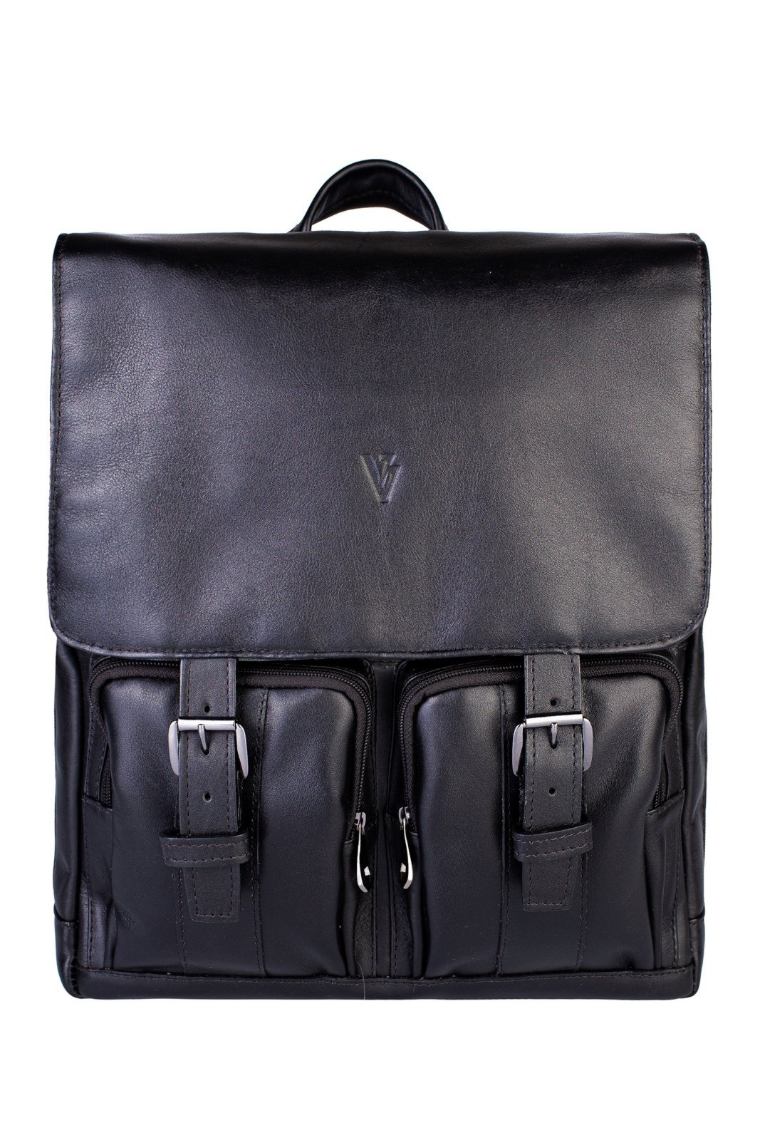 Mochila de couro italiano masculina vintage Miguel - Preto