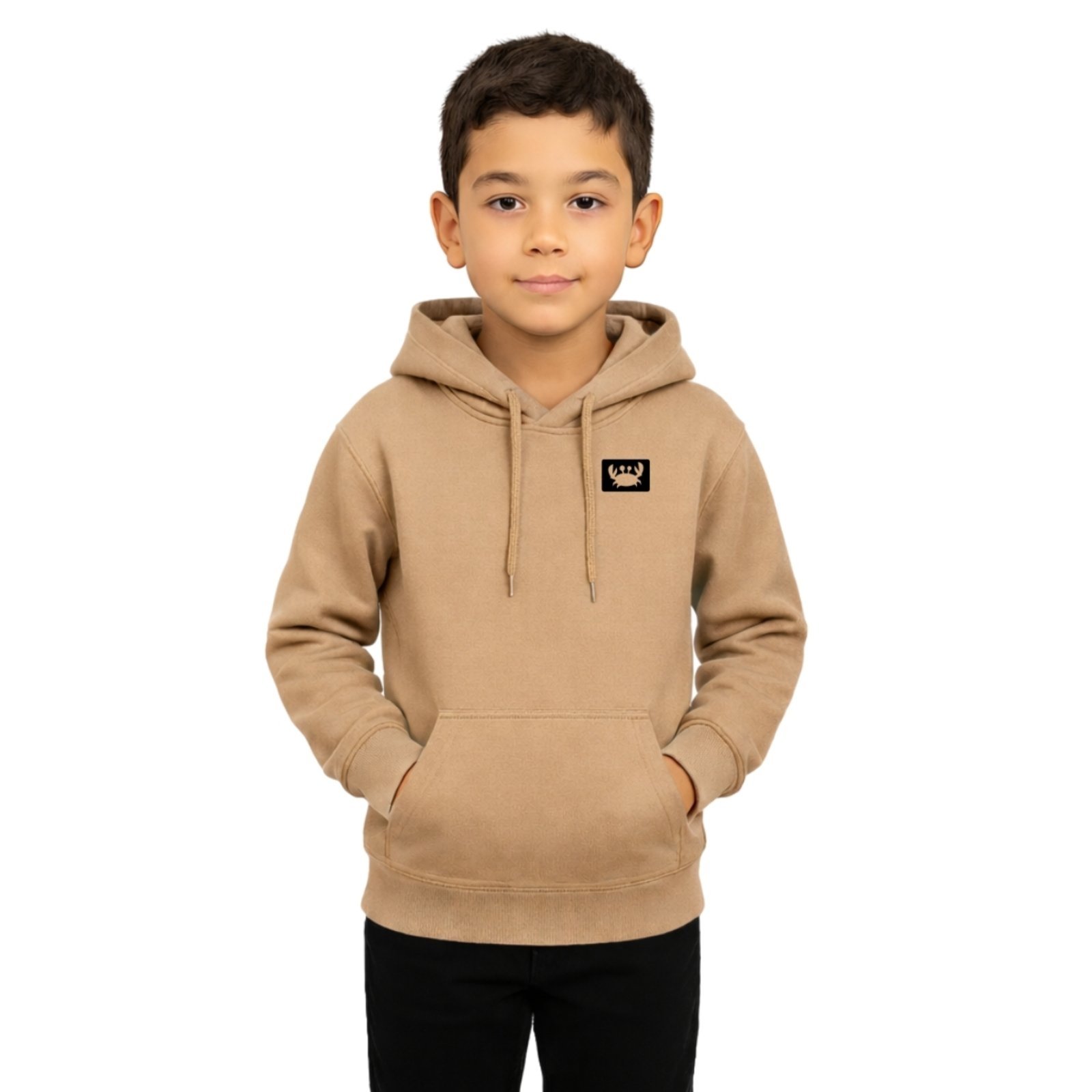 Infantil - Blusa de Moletom Liso Relaxado Canguru Com Capuz Macio Quente