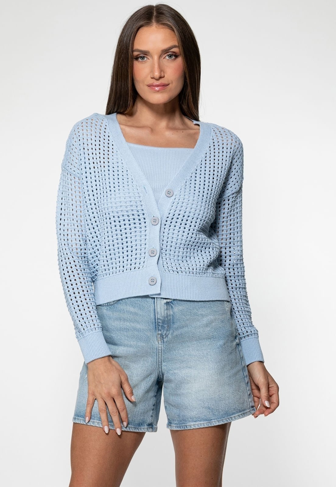 Vista 2 Cardigan Guess Tricot Vazado azul Guess azul