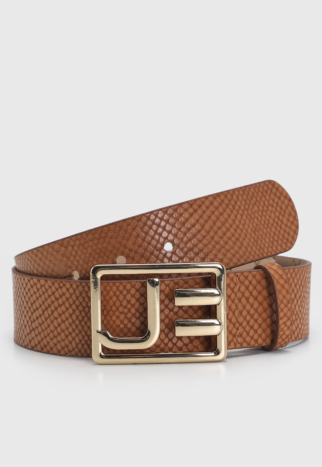 Cinto Feminino Jorge Bischoff Lezard Fivela Dourada Marrom