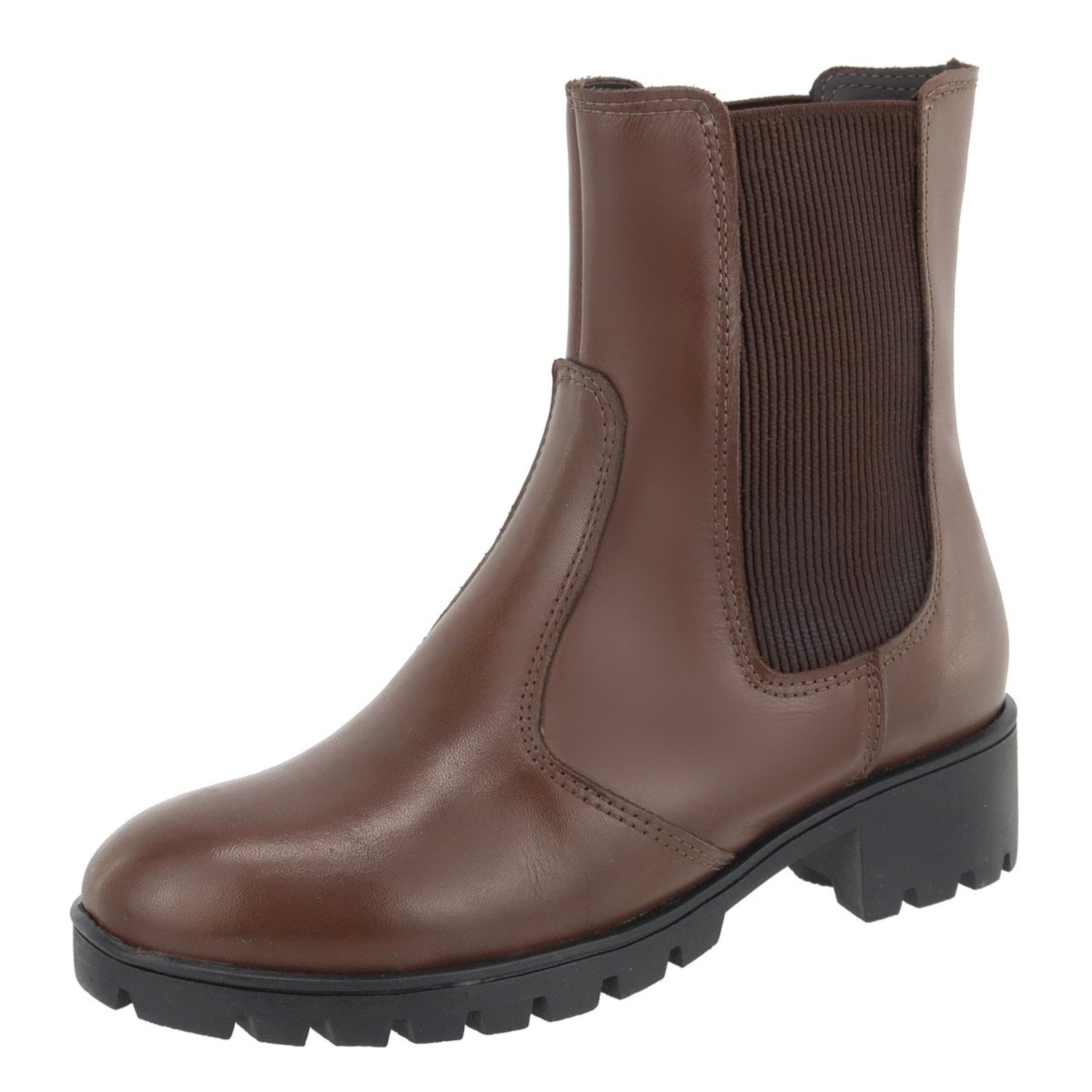 Bota Coturno Chelsea Tratorado Couro Legitimo Feminino Chocolate Tellini Store